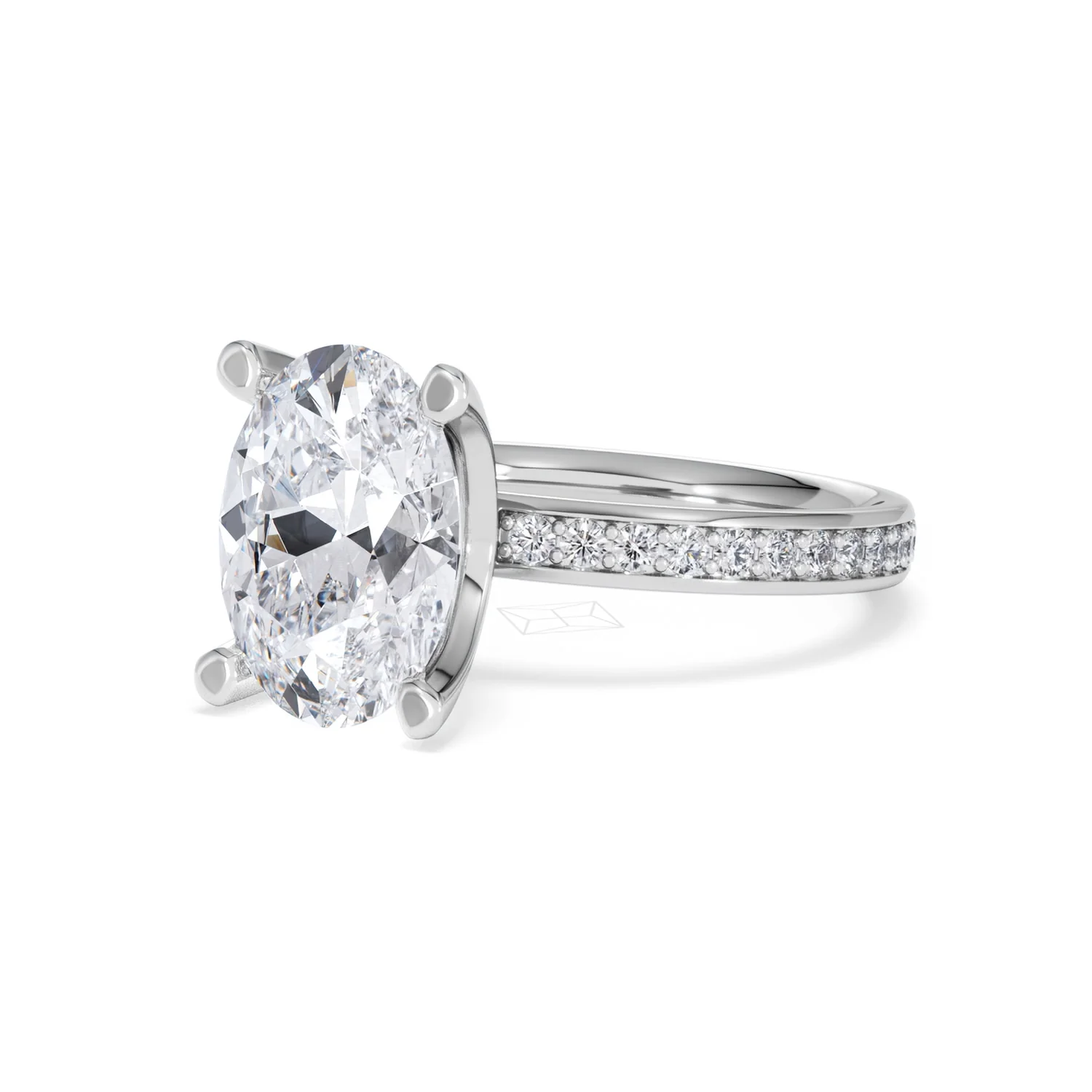Origin 3.30ct Oval Cut Lab Diamond Solitaire Engagement Ring with Side Stones in 18K White Gold - Image 80