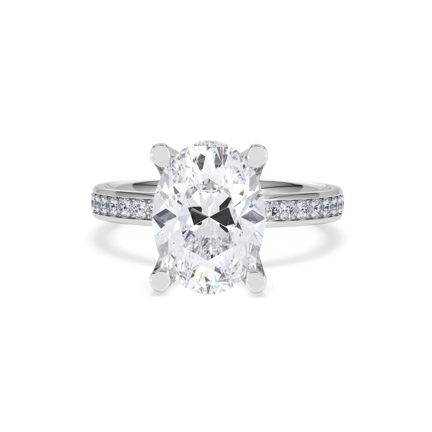 Origin 3.30ct Oval Cut Lab Diamond Solitaire Engagement Ring with Side Stones in 18K White Gold - Image 86