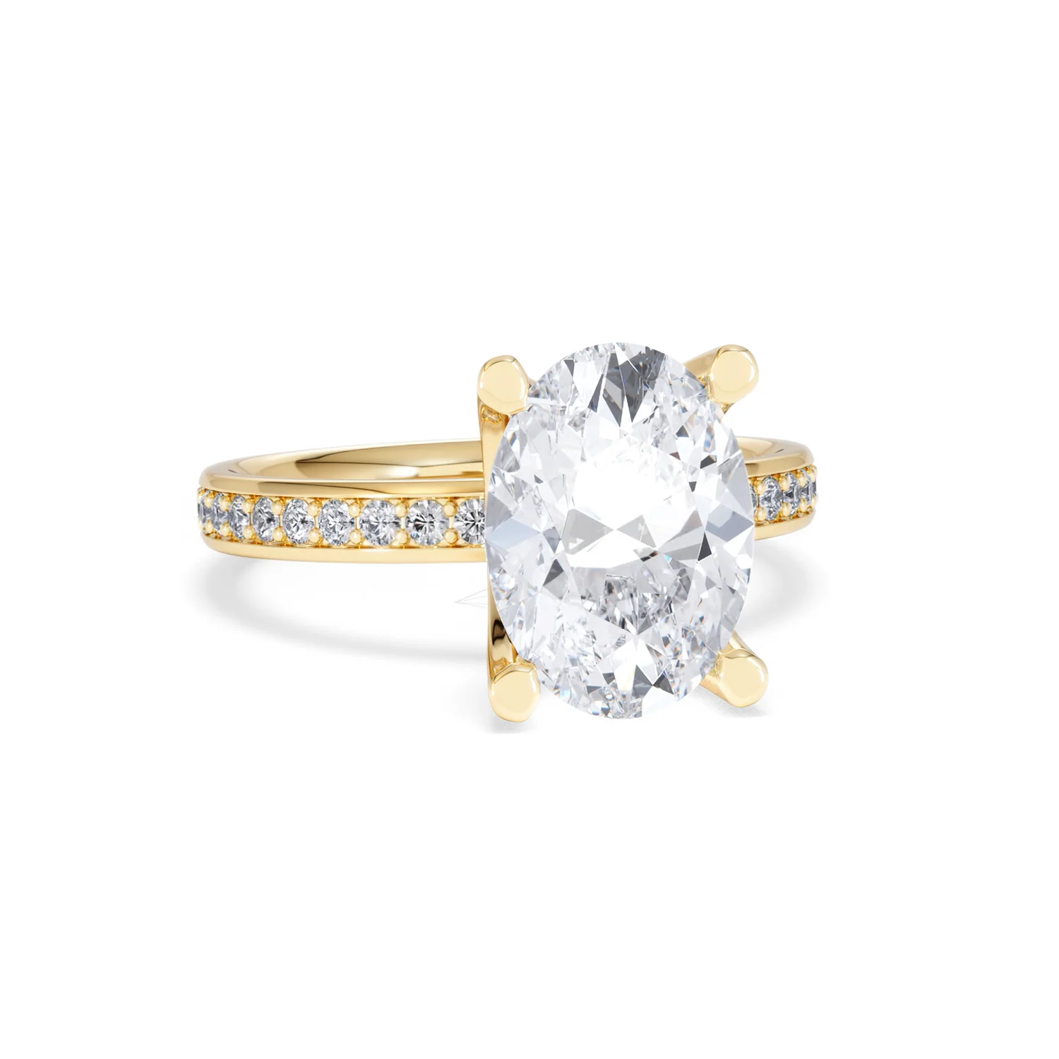 Origin 3.30ct Oval Cut Lab Diamond Solitaire Engagement Ring with Side Stones in 18K Yellow Gold - Image 10