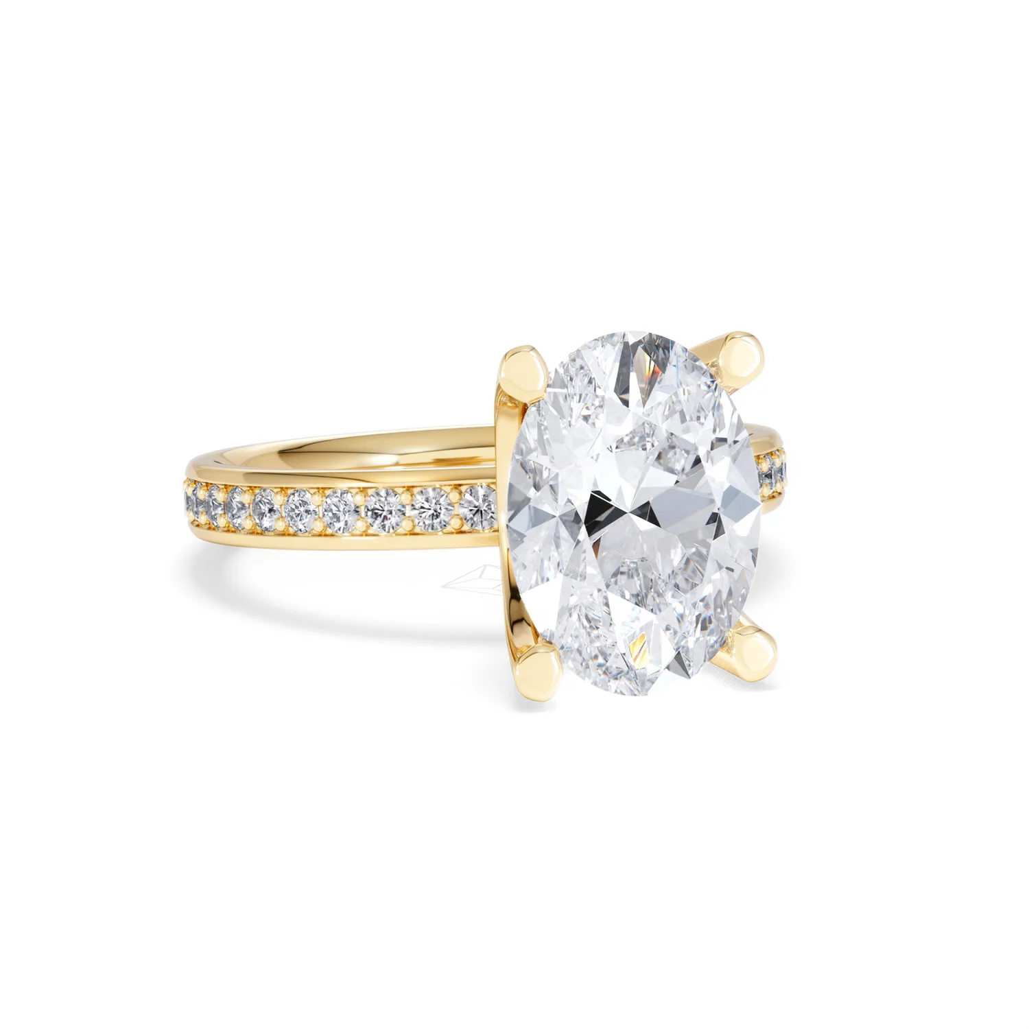 Origin 3.30ct Oval Cut Lab Diamond Solitaire Engagement Ring with Side Stones in 18K Yellow Gold - Image 11