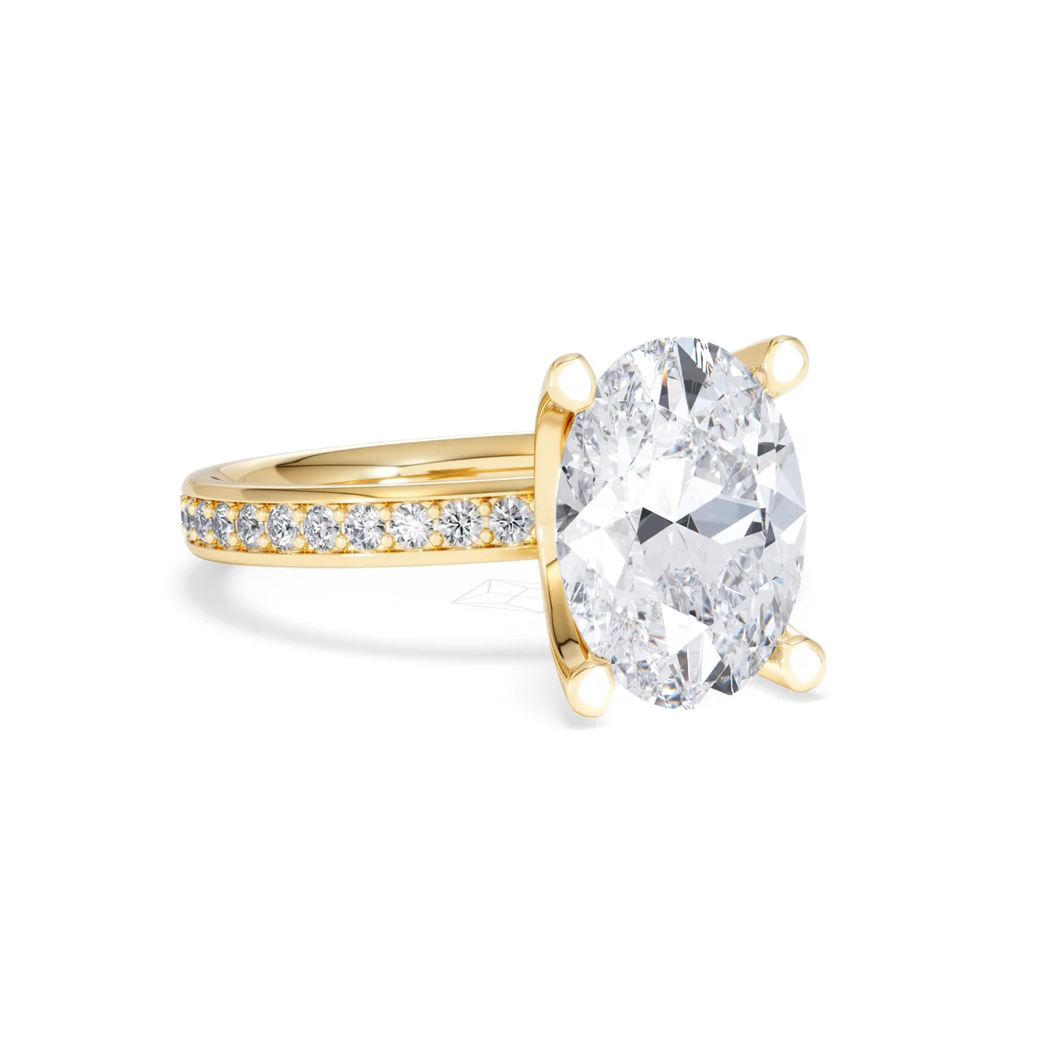 Origin 3.30ct Oval Cut Lab Diamond Solitaire Engagement Ring with Side Stones in 18K Yellow Gold - Image 12