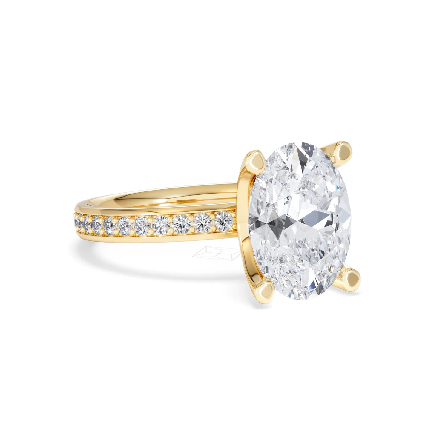 Origin 3.30ct Oval Cut Lab Diamond Solitaire Engagement Ring with Side Stones in 18K Yellow Gold - Image 13