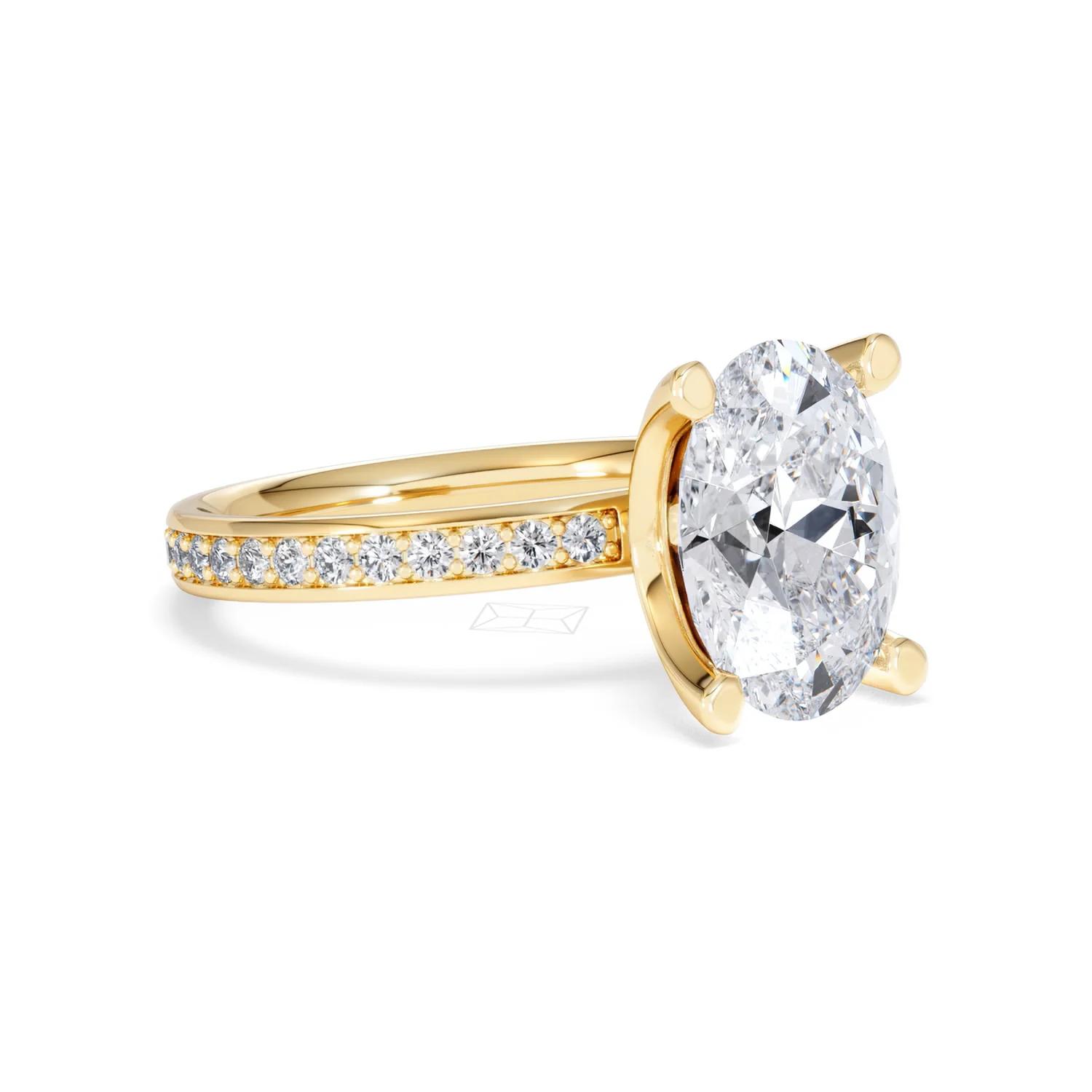Origin 3.30ct Oval Cut Lab Diamond Solitaire Engagement Ring with Side Stones in 18K Yellow Gold - Image 15