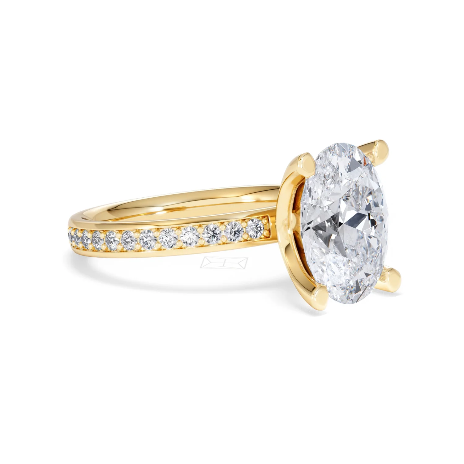 Origin 3.30ct Oval Cut Lab Diamond Solitaire Engagement Ring with Side Stones in 18K Yellow Gold - Image 16