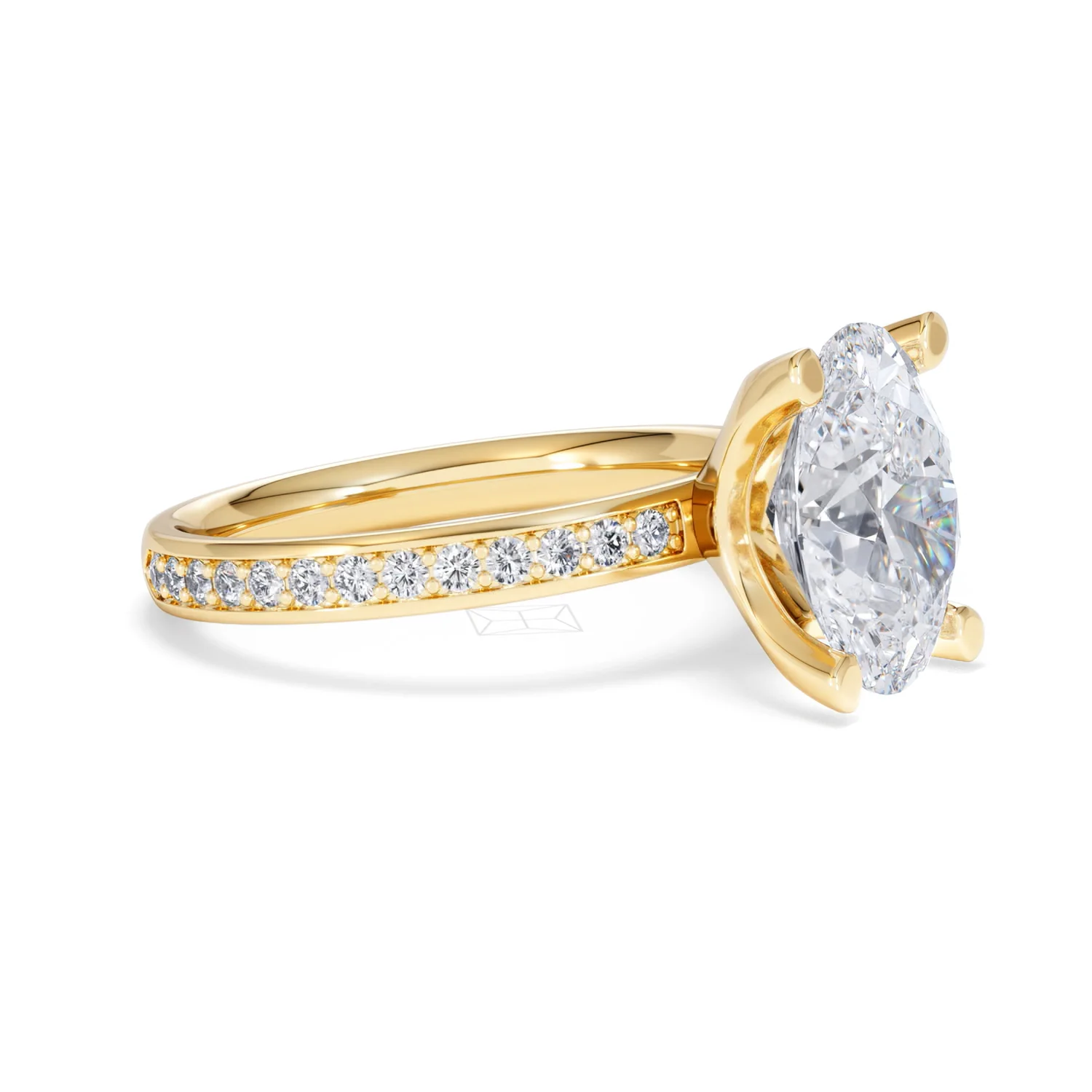 Origin 3.30ct Oval Cut Lab Diamond Solitaire Engagement Ring with Side Stones in 18K Yellow Gold - Image 19