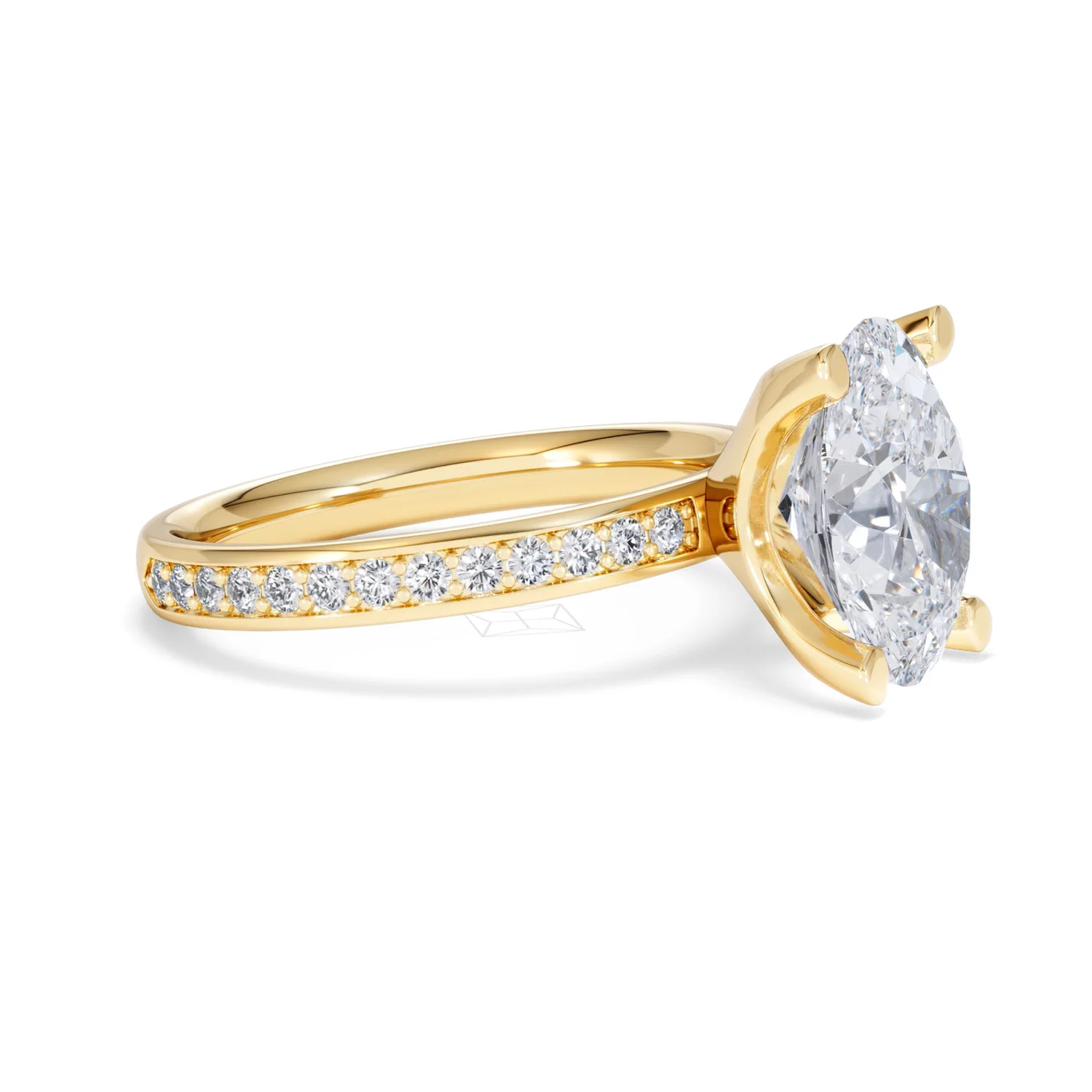 Origin 3.30ct Oval Cut Lab Diamond Solitaire Engagement Ring with Side Stones in 18K Yellow Gold - Image 20