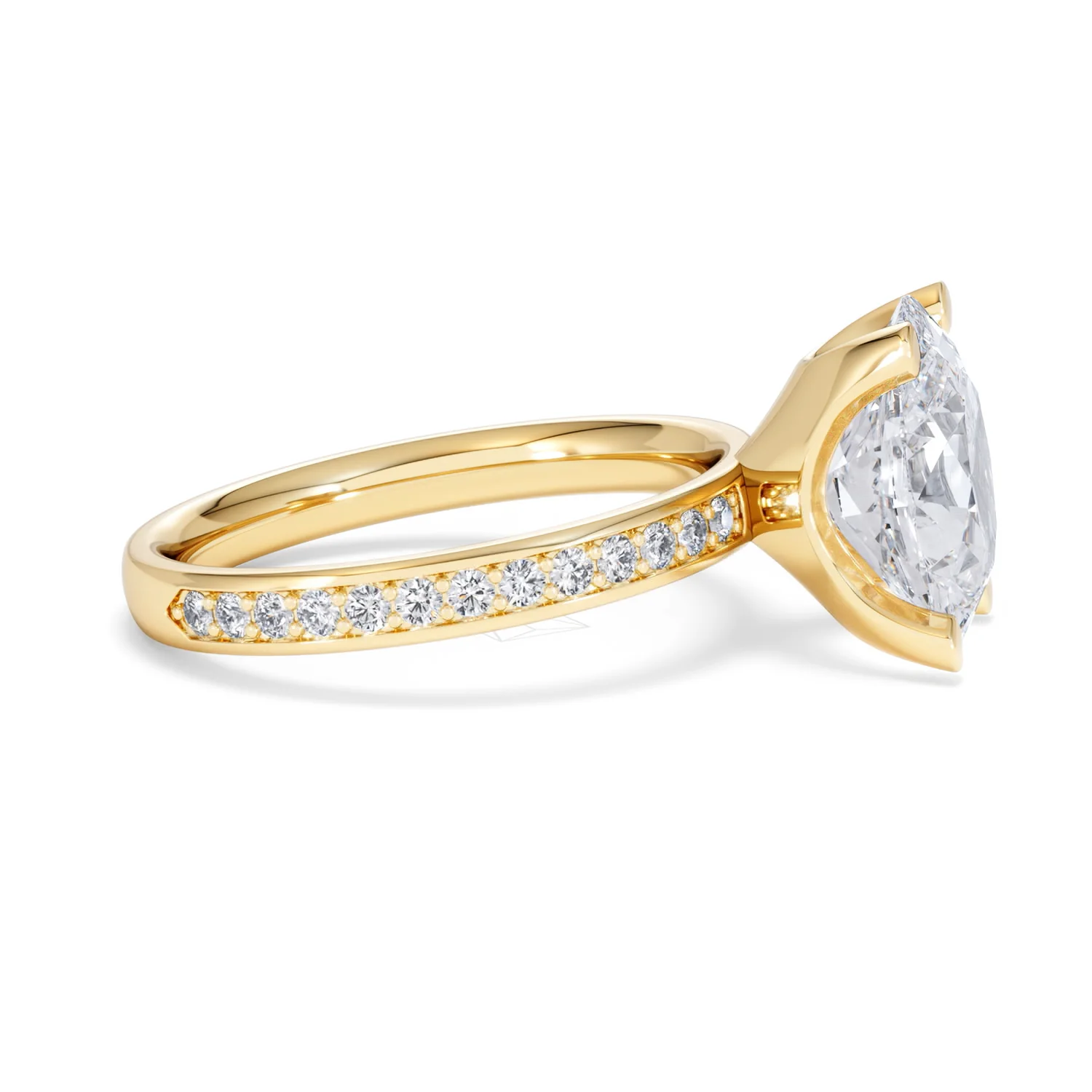 Origin 3.30ct Oval Cut Lab Diamond Solitaire Engagement Ring with Side Stones in 18K Yellow Gold - Image 24