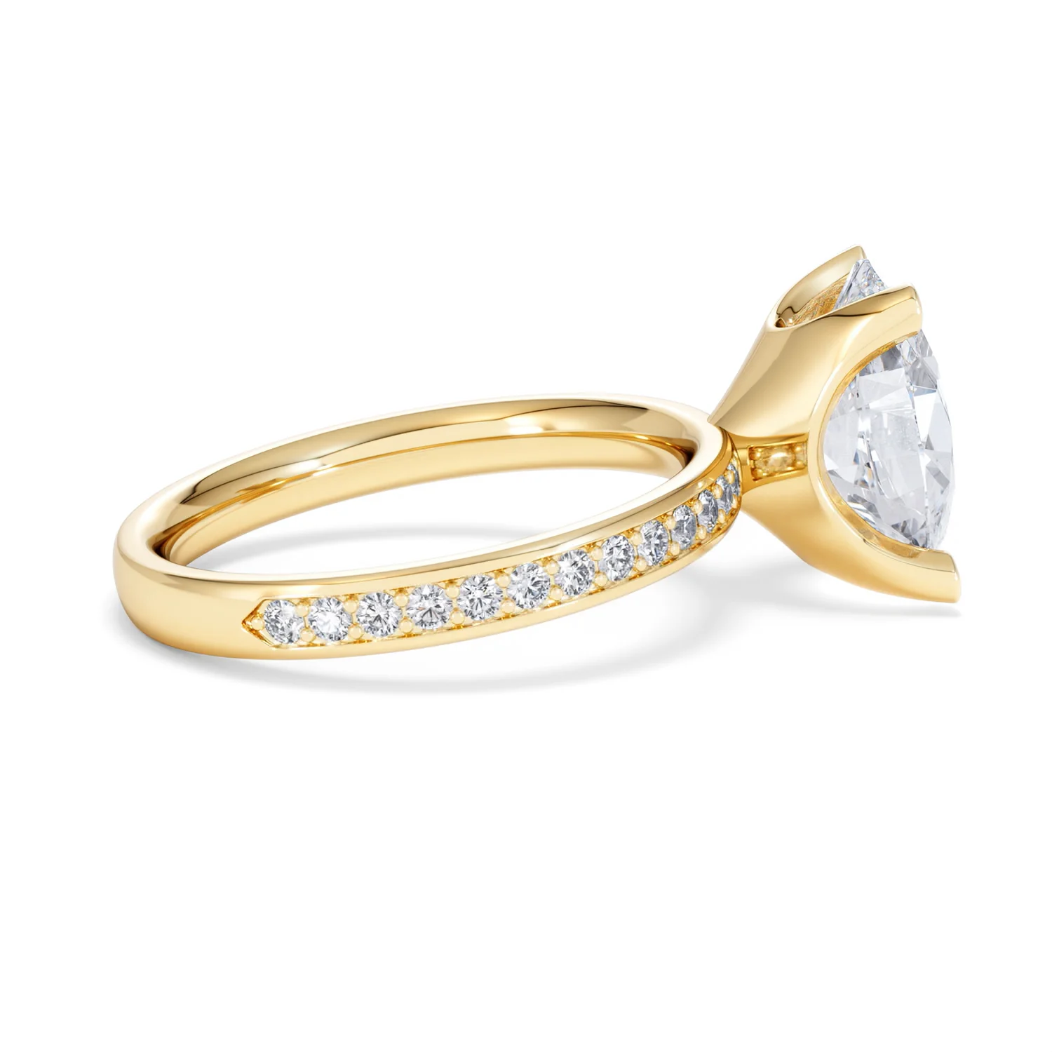 Origin 3.30ct Oval Cut Lab Diamond Solitaire Engagement Ring with Side Stones in 18K Yellow Gold - Image 29