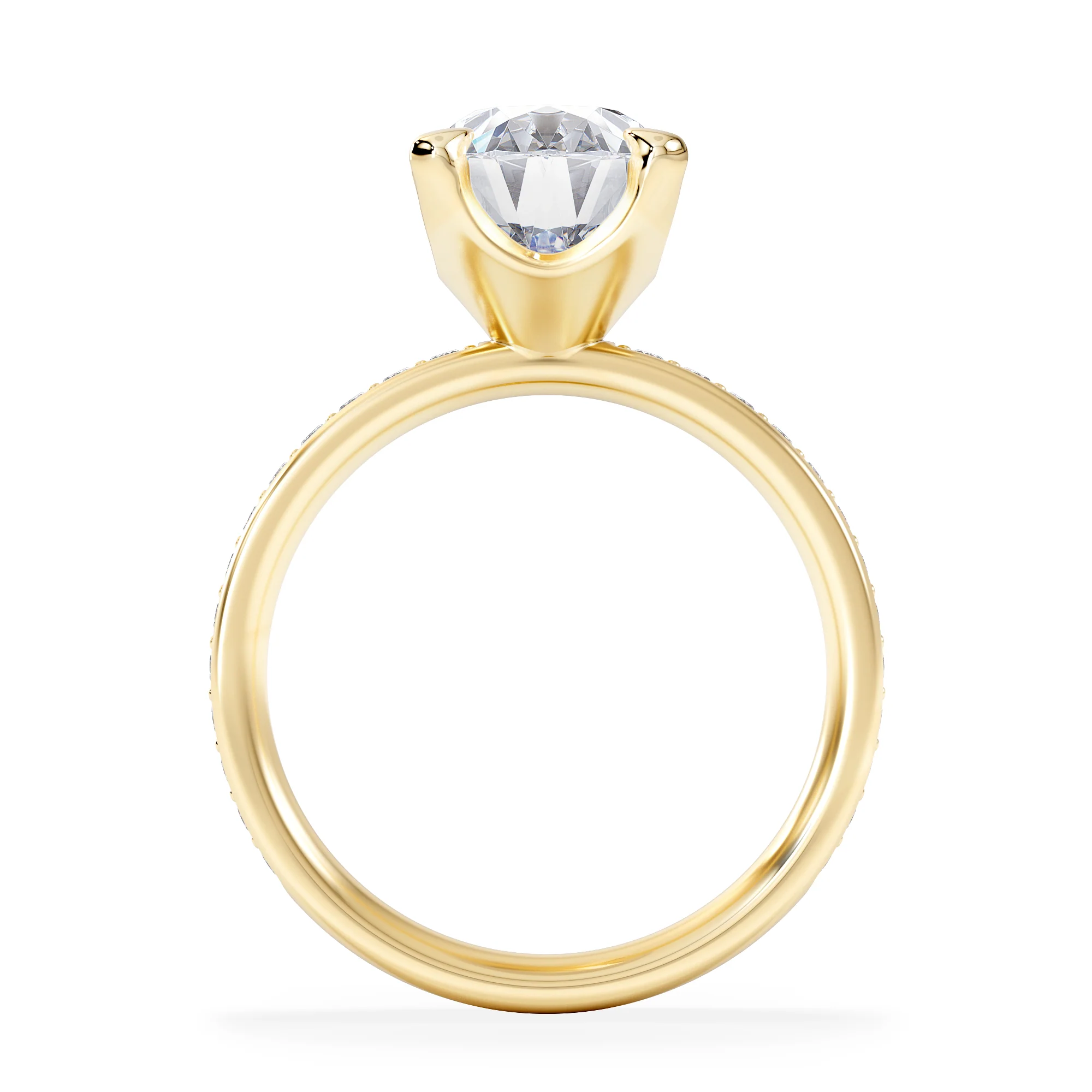 Origin 3.30ct Oval Cut Lab Diamond Solitaire Engagement Ring with Side Stones in 18K Yellow Gold - Image 3