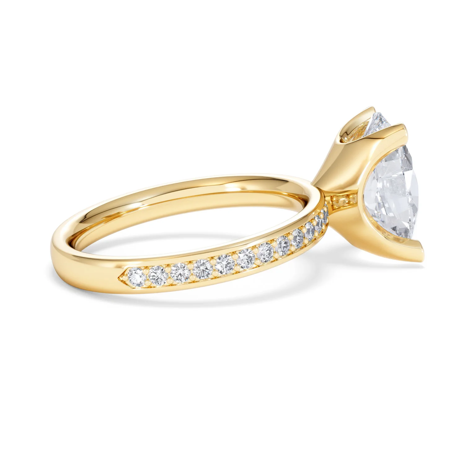 Origin 3.30ct Oval Cut Lab Diamond Solitaire Engagement Ring with Side Stones in 18K Yellow Gold - Image 30