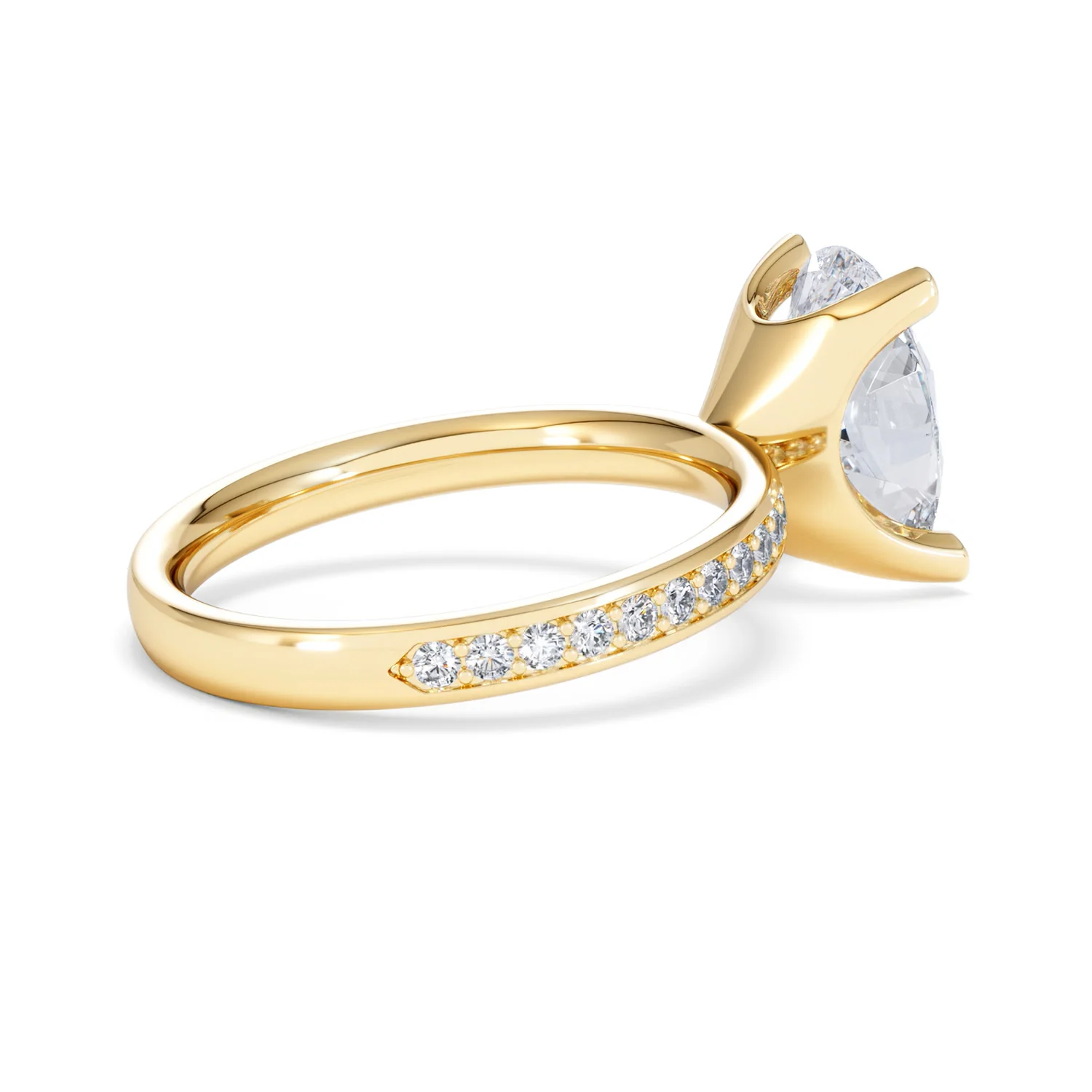 Origin 3.30ct Oval Cut Lab Diamond Solitaire Engagement Ring with Side Stones in 18K Yellow Gold - Image 34