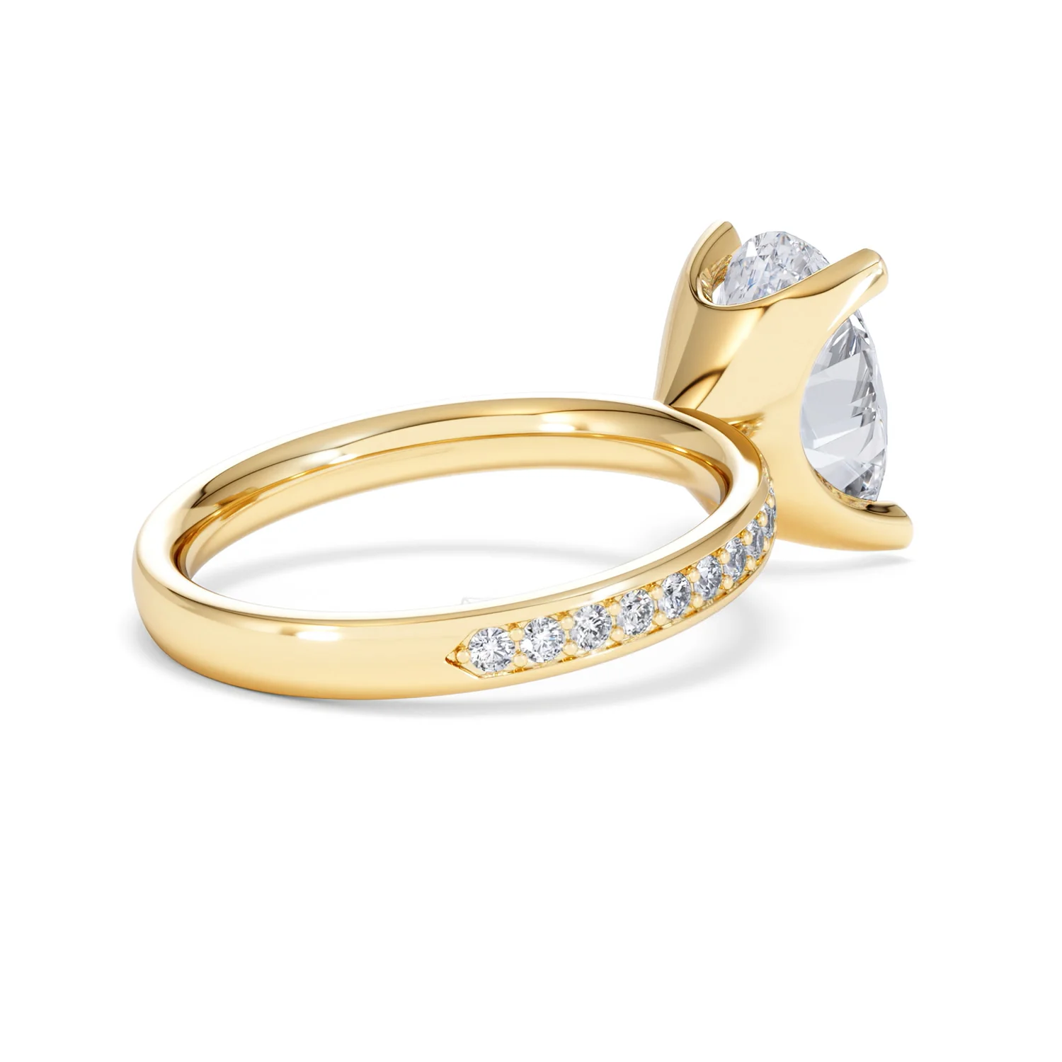 Origin 3.30ct Oval Cut Lab Diamond Solitaire Engagement Ring with Side Stones in 18K Yellow Gold - Image 36