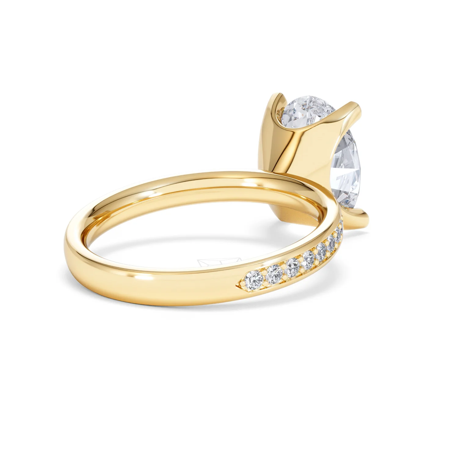 Origin 3.30ct Oval Cut Lab Diamond Solitaire Engagement Ring with Side Stones in 18K Yellow Gold - Image 39