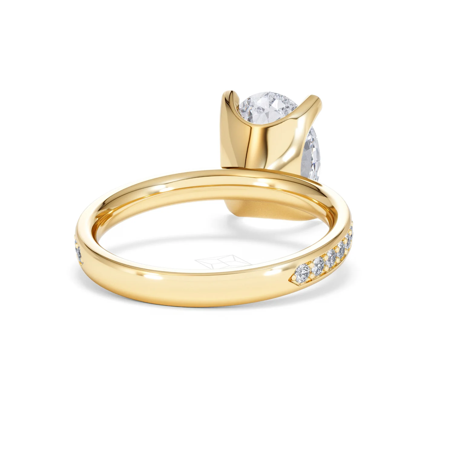 Origin 3.30ct Oval Cut Lab Diamond Solitaire Engagement Ring with Side Stones in 18K Yellow Gold - Image 43