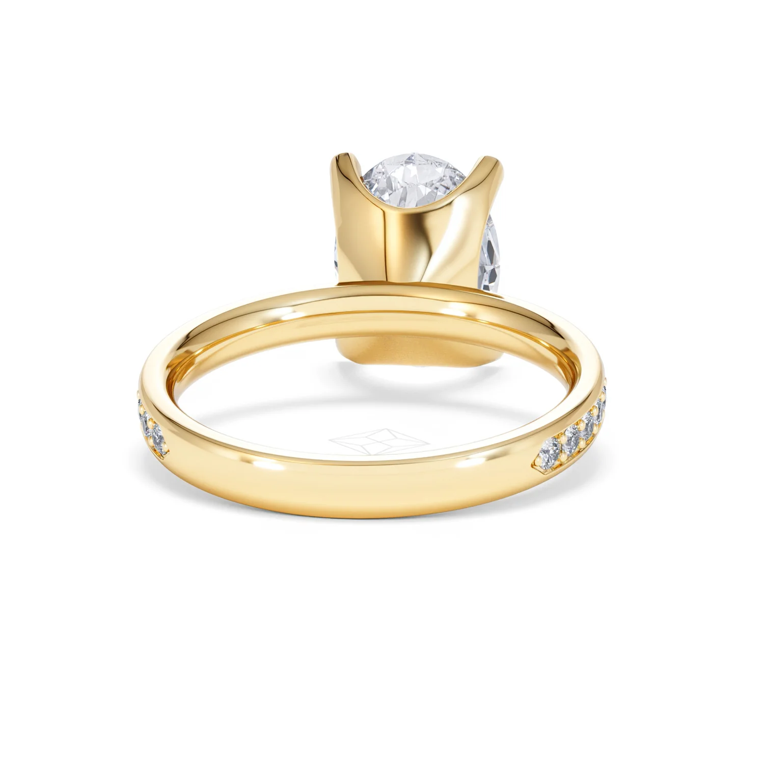 Origin 3.30ct Oval Cut Lab Diamond Solitaire Engagement Ring with Side Stones in 18K Yellow Gold - Image 45