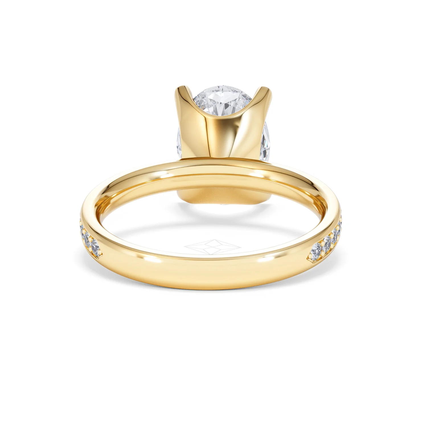 Origin 3.30ct Oval Cut Lab Diamond Solitaire Engagement Ring with Side Stones in 18K Yellow Gold - Image 46