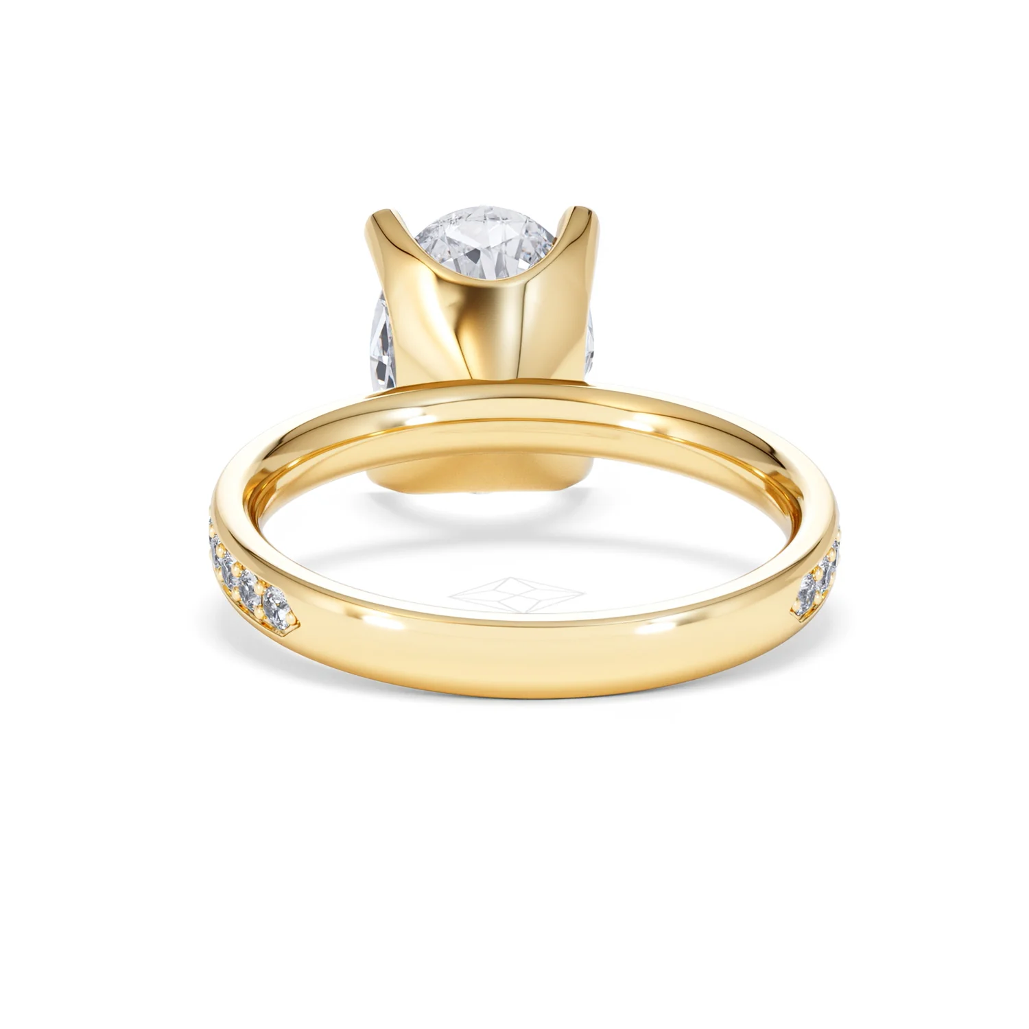 Origin 3.30ct Oval Cut Lab Diamond Solitaire Engagement Ring with Side Stones in 18K Yellow Gold - Image 48