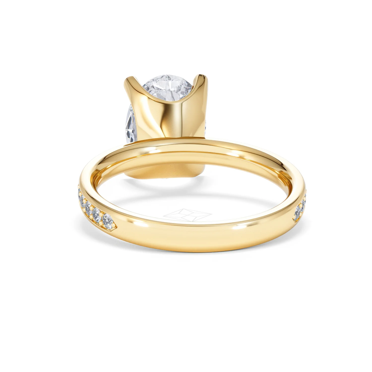 Origin 3.30ct Oval Cut Lab Diamond Solitaire Engagement Ring with Side Stones in 18K Yellow Gold - Image 49