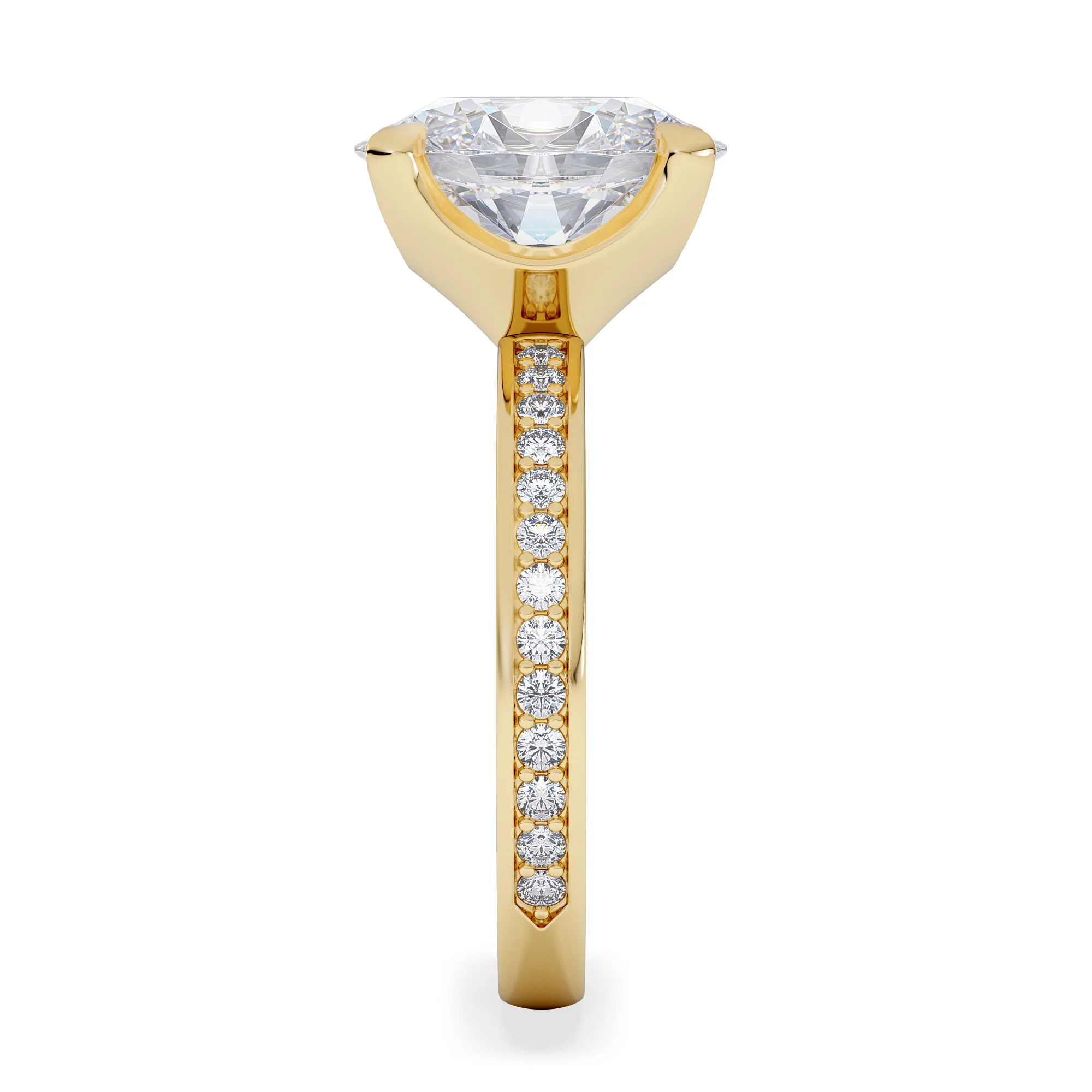 Origin 3.30ct Oval Cut Lab Diamond Solitaire Engagement Ring with Side Stones in 18K Yellow Gold - Image 5