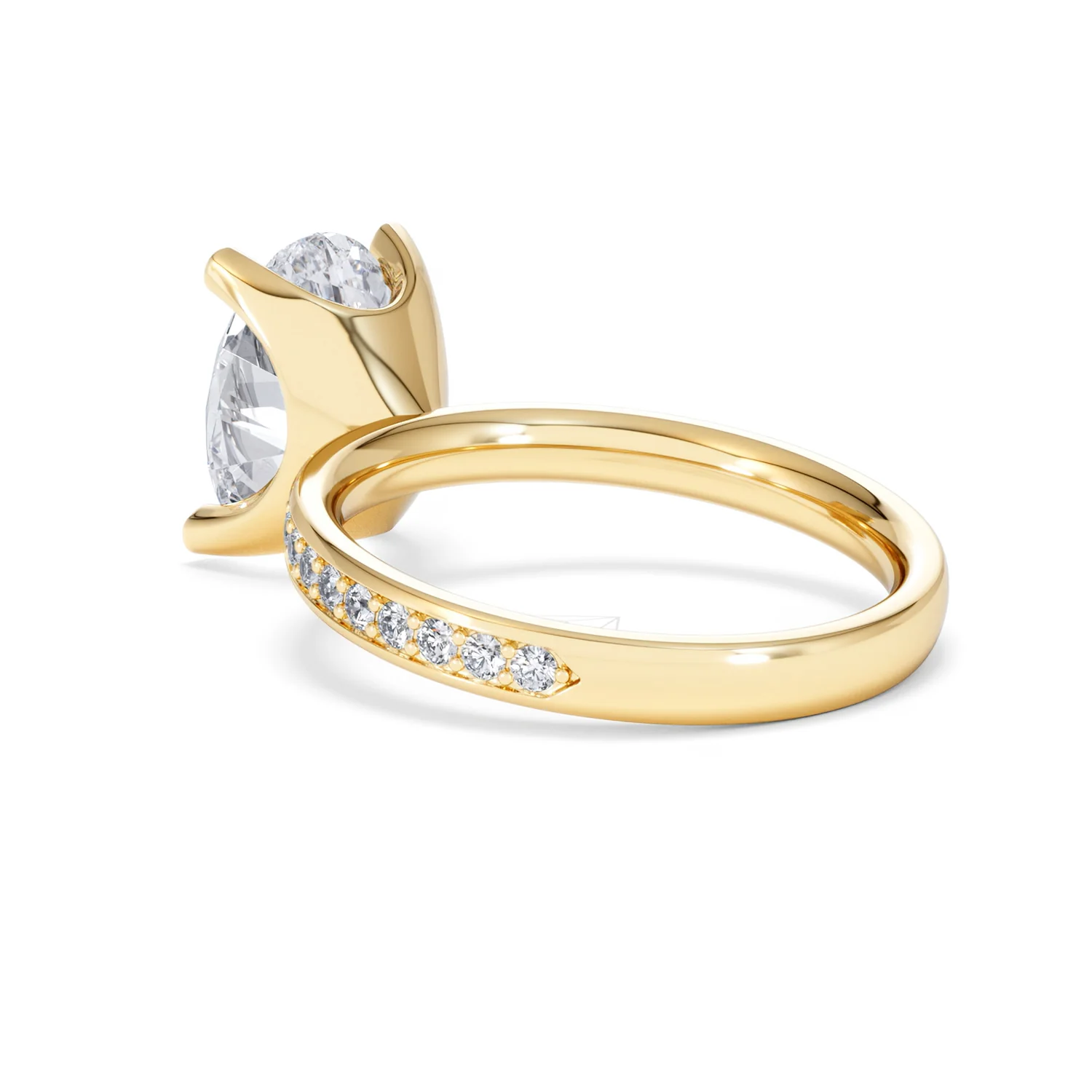 Origin 3.30ct Oval Cut Lab Diamond Solitaire Engagement Ring with Side Stones in 18K Yellow Gold - Image 56