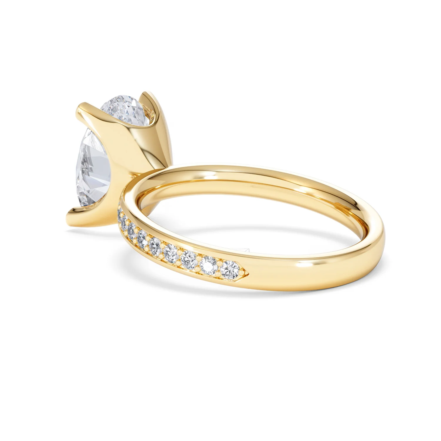 Origin 3.30ct Oval Cut Lab Diamond Solitaire Engagement Ring with Side Stones in 18K Yellow Gold - Image 57