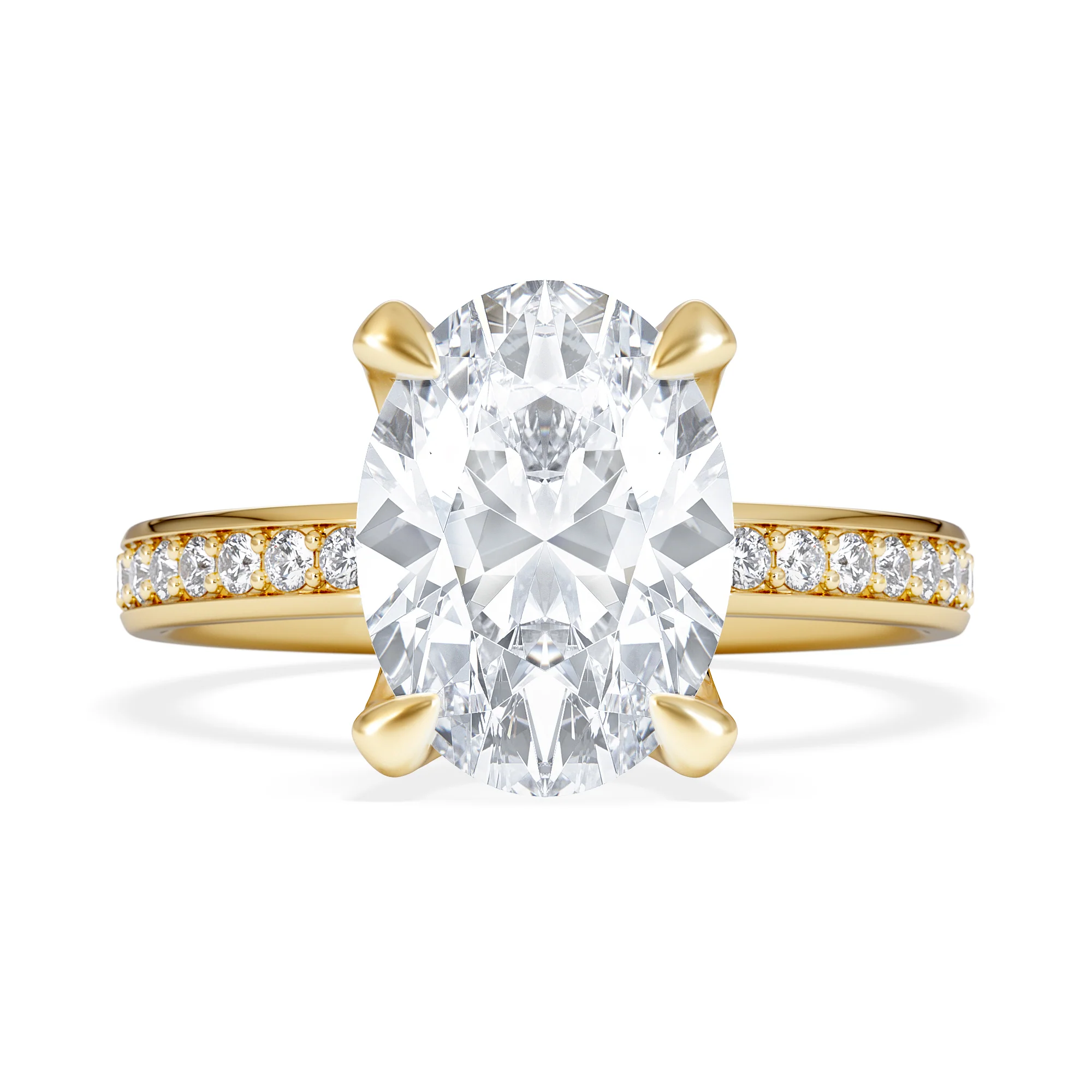 Origin 3.30ct Oval Cut Lab Diamond Solitaire Engagement Ring with Side Stones in 18K Yellow Gold - Image 6