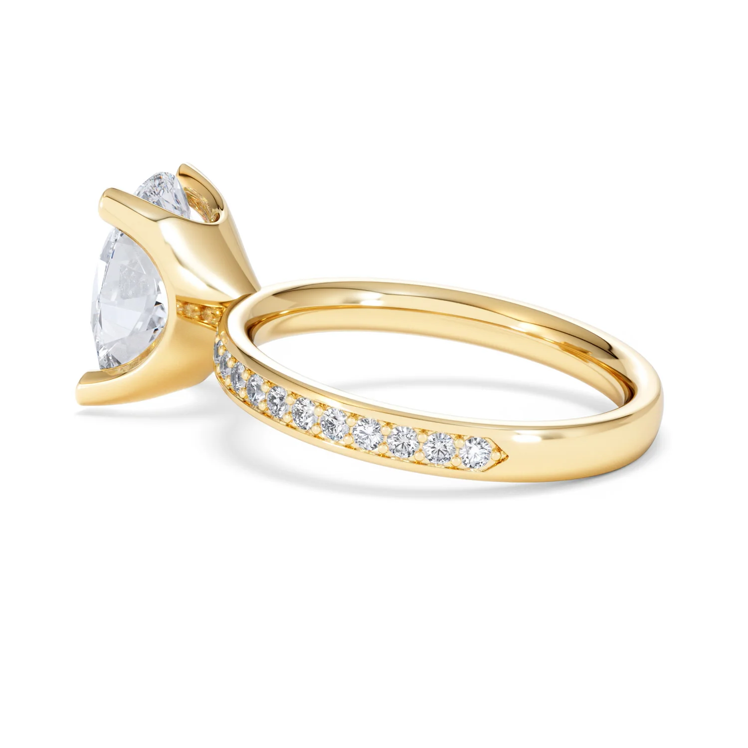 Origin 3.30ct Oval Cut Lab Diamond Solitaire Engagement Ring with Side Stones in 18K Yellow Gold - Image 61