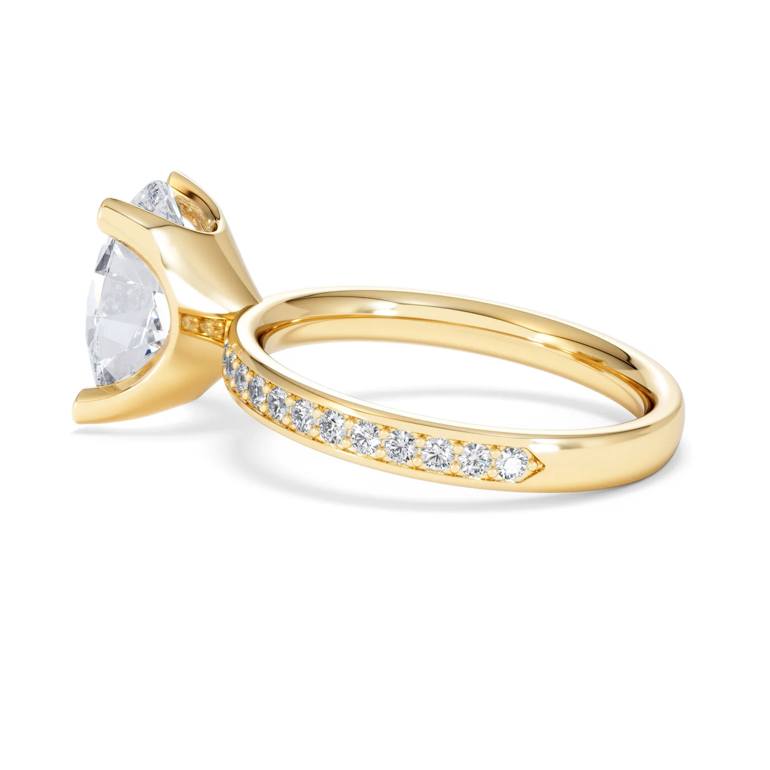 Origin 3.30ct Oval Cut Lab Diamond Solitaire Engagement Ring with Side Stones in 18K Yellow Gold - Image 62