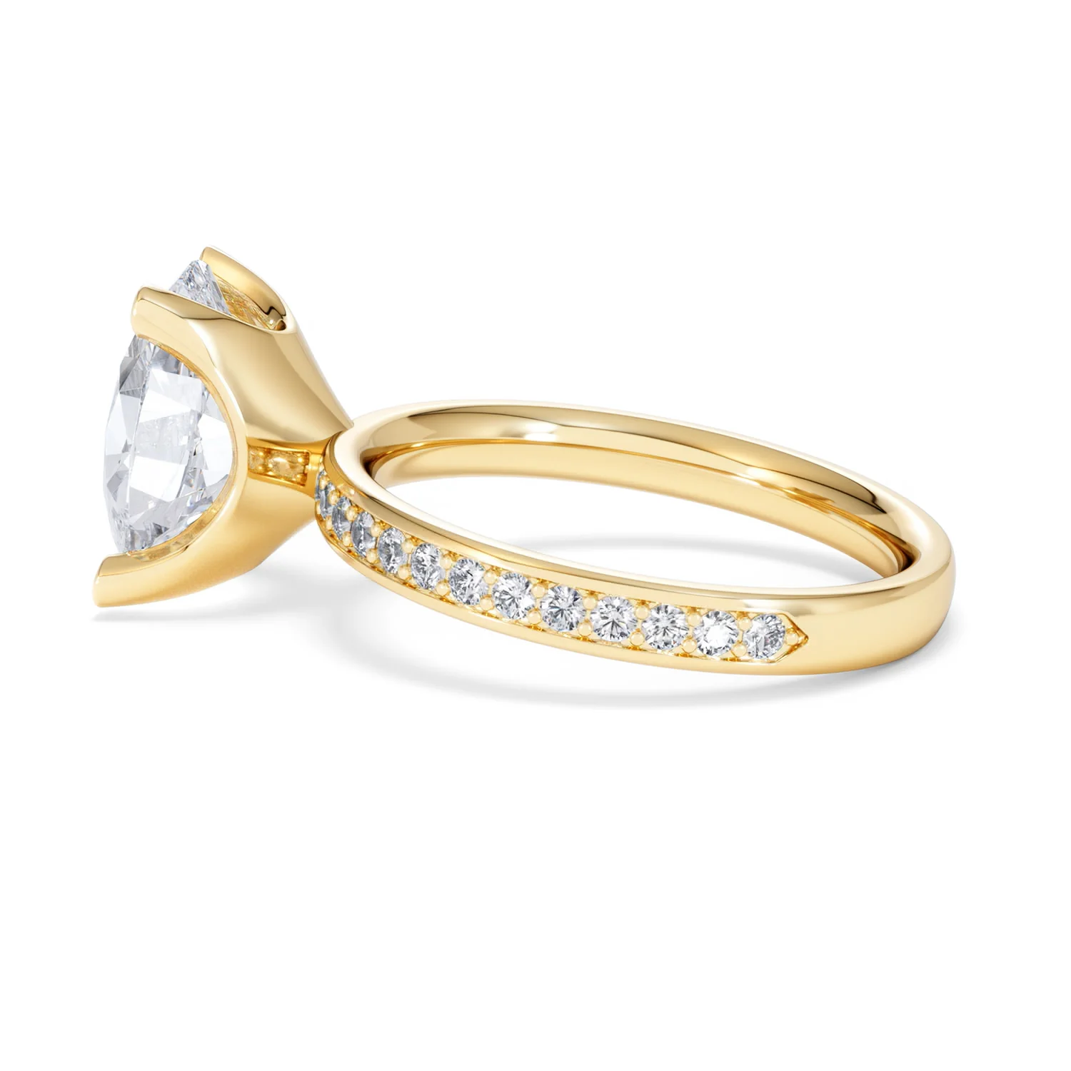 Origin 3.30ct Oval Cut Lab Diamond Solitaire Engagement Ring with Side Stones in 18K Yellow Gold - Image 64