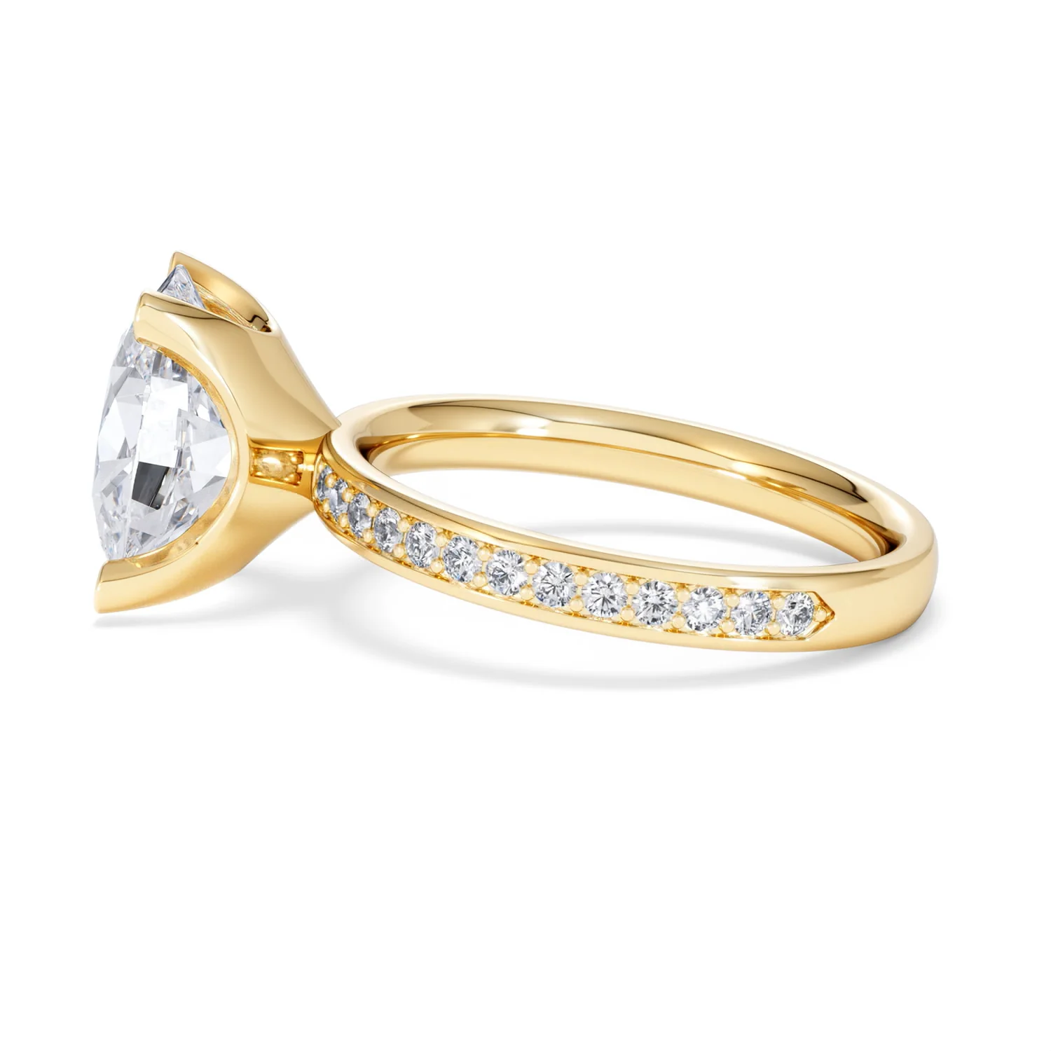 Origin 3.30ct Oval Cut Lab Diamond Solitaire Engagement Ring with Side Stones in 18K Yellow Gold - Image 66