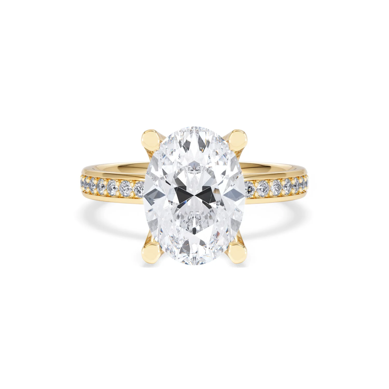 Origin 3.30ct Oval Cut Lab Diamond Solitaire Engagement Ring with Side Stones in 18K Yellow Gold - Image 7