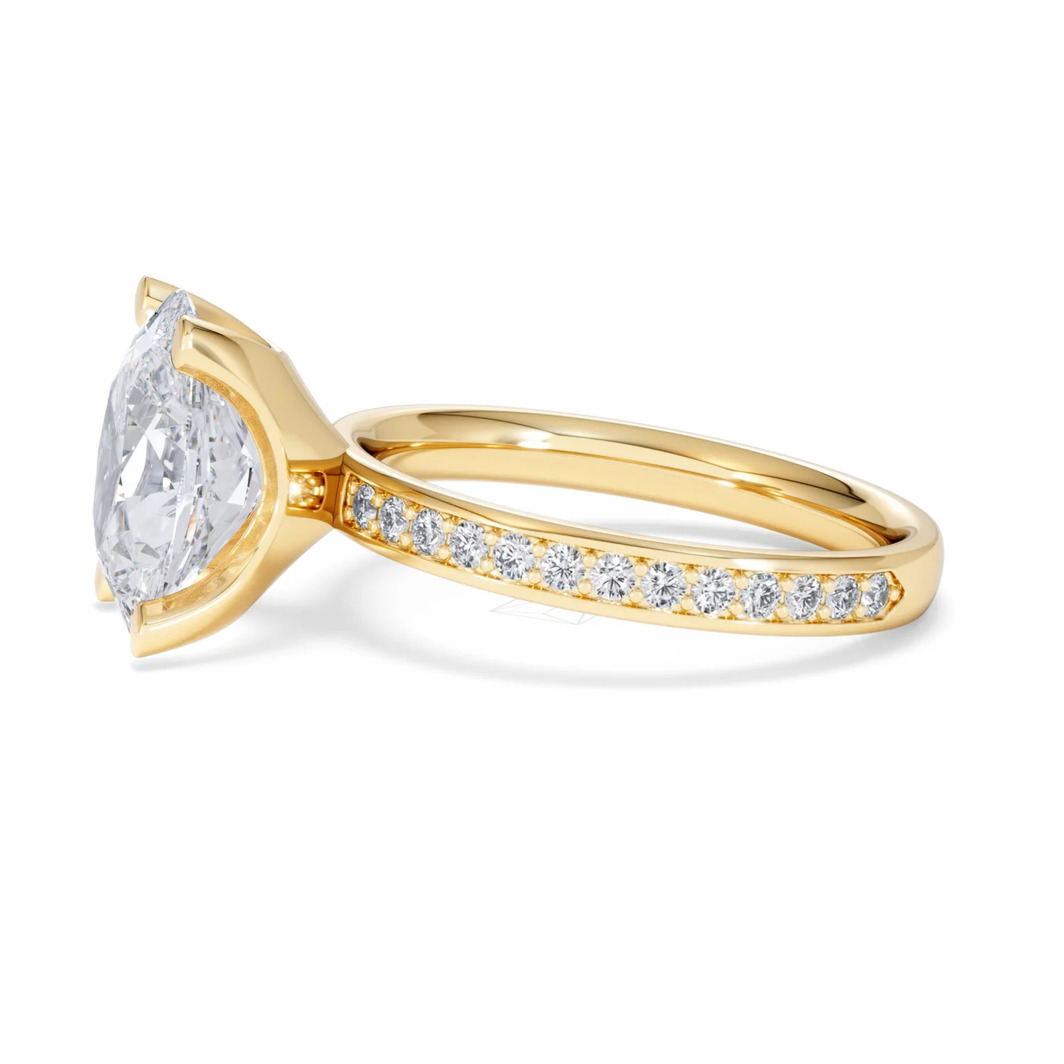 Origin 3.30ct Oval Cut Lab Diamond Solitaire Engagement Ring with Side Stones in 18K Yellow Gold - Image 70