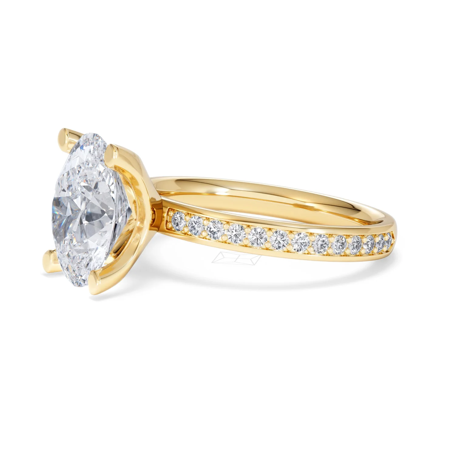 Origin 3.30ct Oval Cut Lab Diamond Solitaire Engagement Ring with Side Stones in 18K Yellow Gold - Image 74