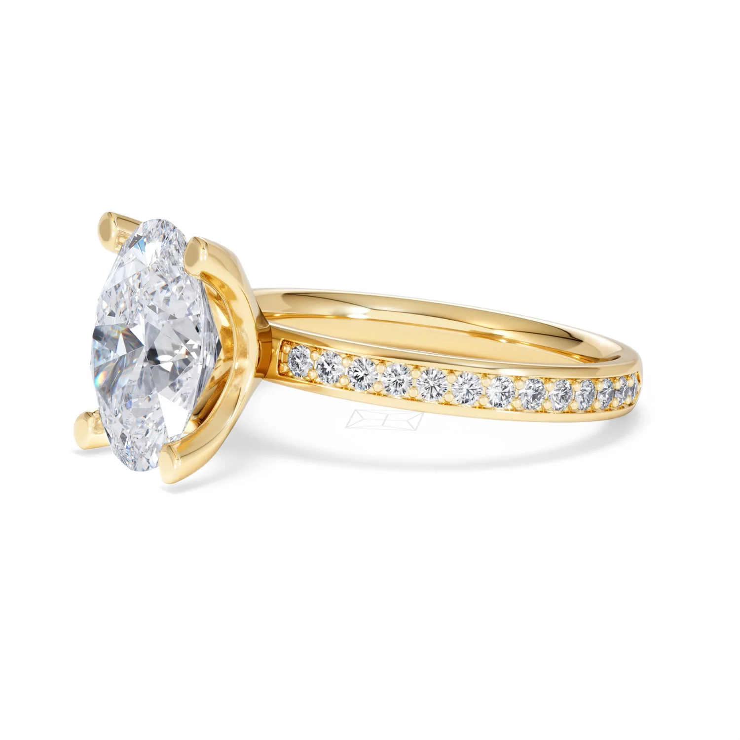 Origin 3.30ct Oval Cut Lab Diamond Solitaire Engagement Ring with Side Stones in 18K Yellow Gold - Image 75