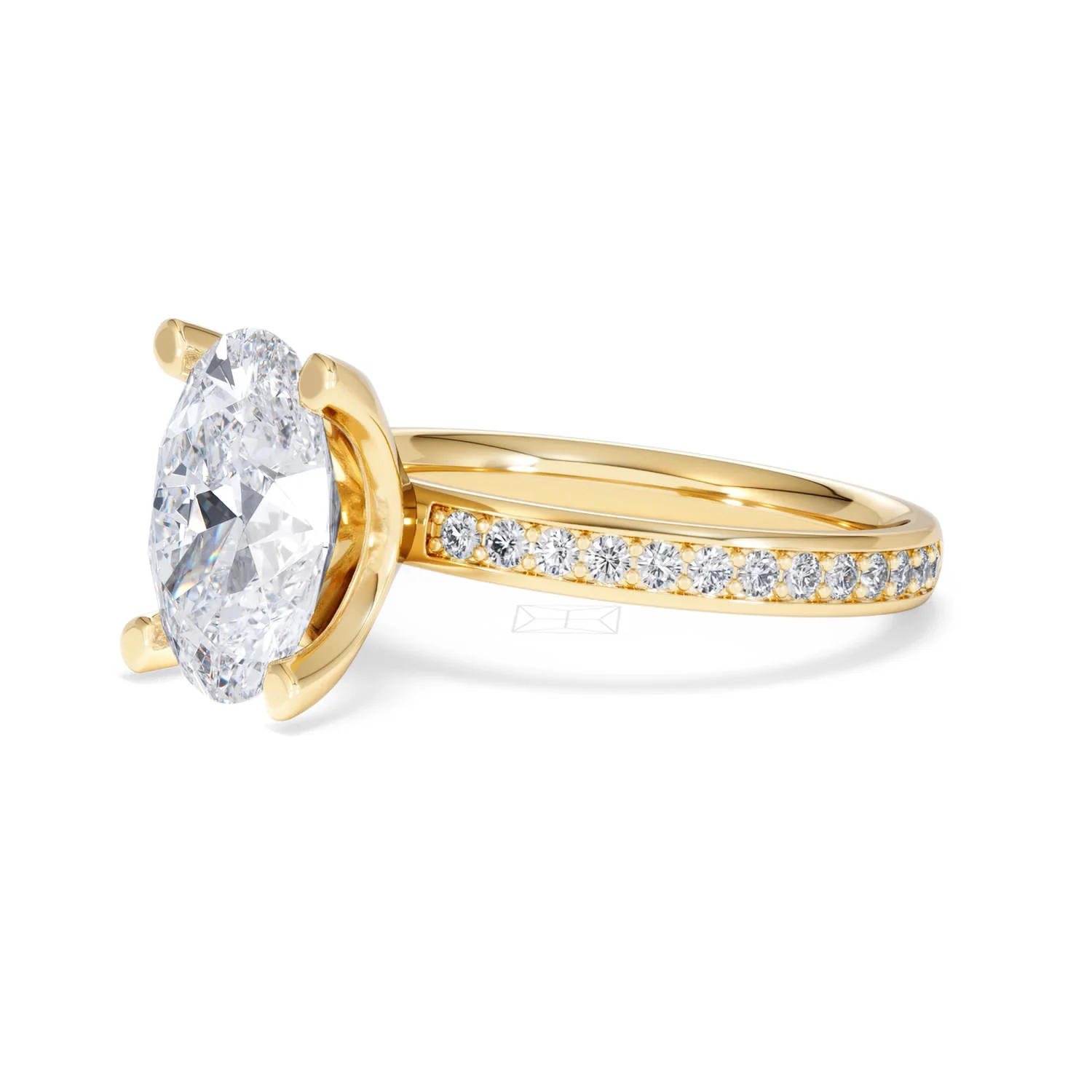 Origin 3.30ct Oval Cut Lab Diamond Solitaire Engagement Ring with Side Stones in 18K Yellow Gold - Image 76
