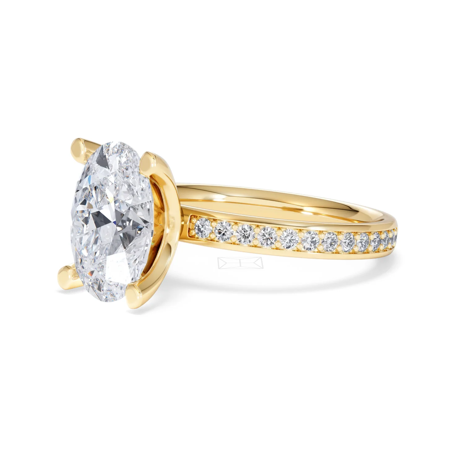 Origin 3.30ct Oval Cut Lab Diamond Solitaire Engagement Ring with Side Stones in 18K Yellow Gold - Image 77