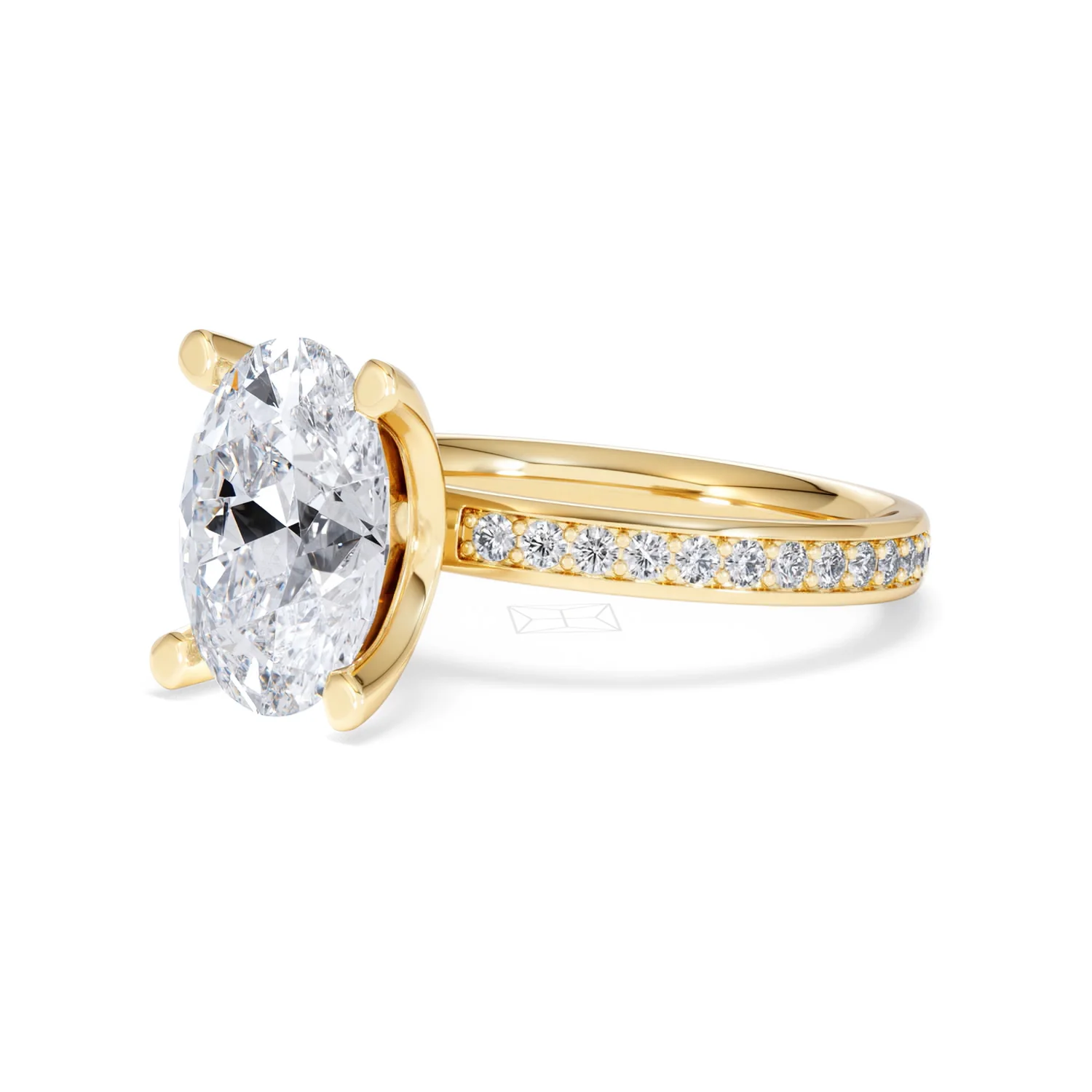 Origin 3.30ct Oval Cut Lab Diamond Solitaire Engagement Ring with Side Stones in 18K Yellow Gold - Image 78