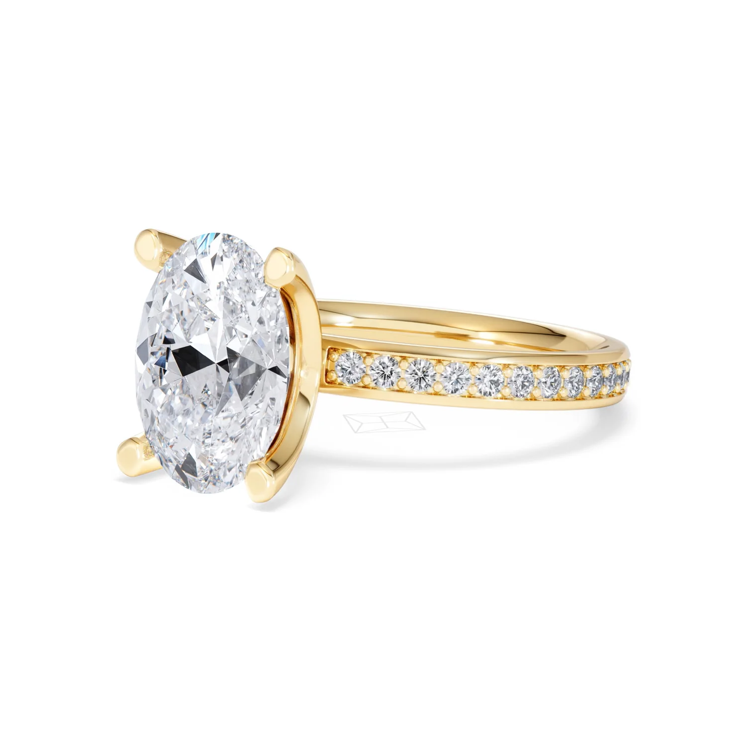 Origin 3.30ct Oval Cut Lab Diamond Solitaire Engagement Ring with Side Stones in 18K Yellow Gold - Image 79