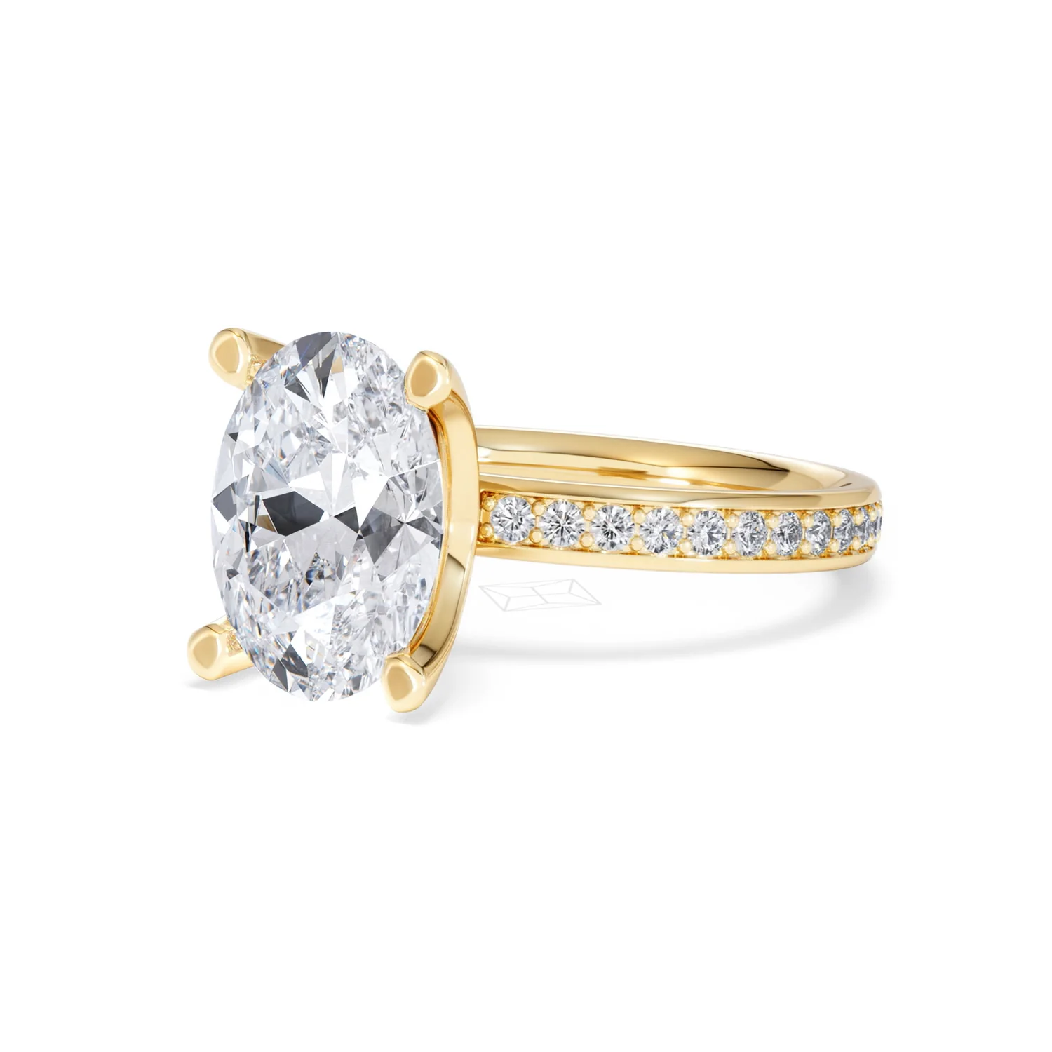 Origin 3.30ct Oval Cut Lab Diamond Solitaire Engagement Ring with Side Stones in 18K Yellow Gold - Image 80