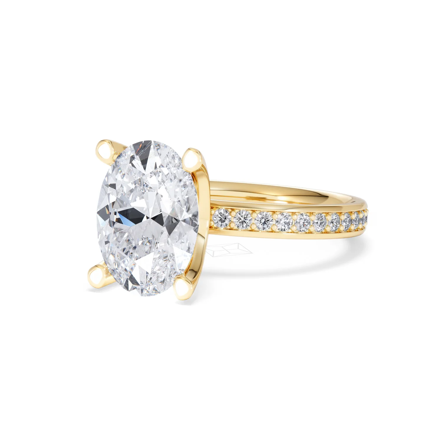 Origin 3.30ct Oval Cut Lab Diamond Solitaire Engagement Ring with Side Stones in 18K Yellow Gold - Image 81