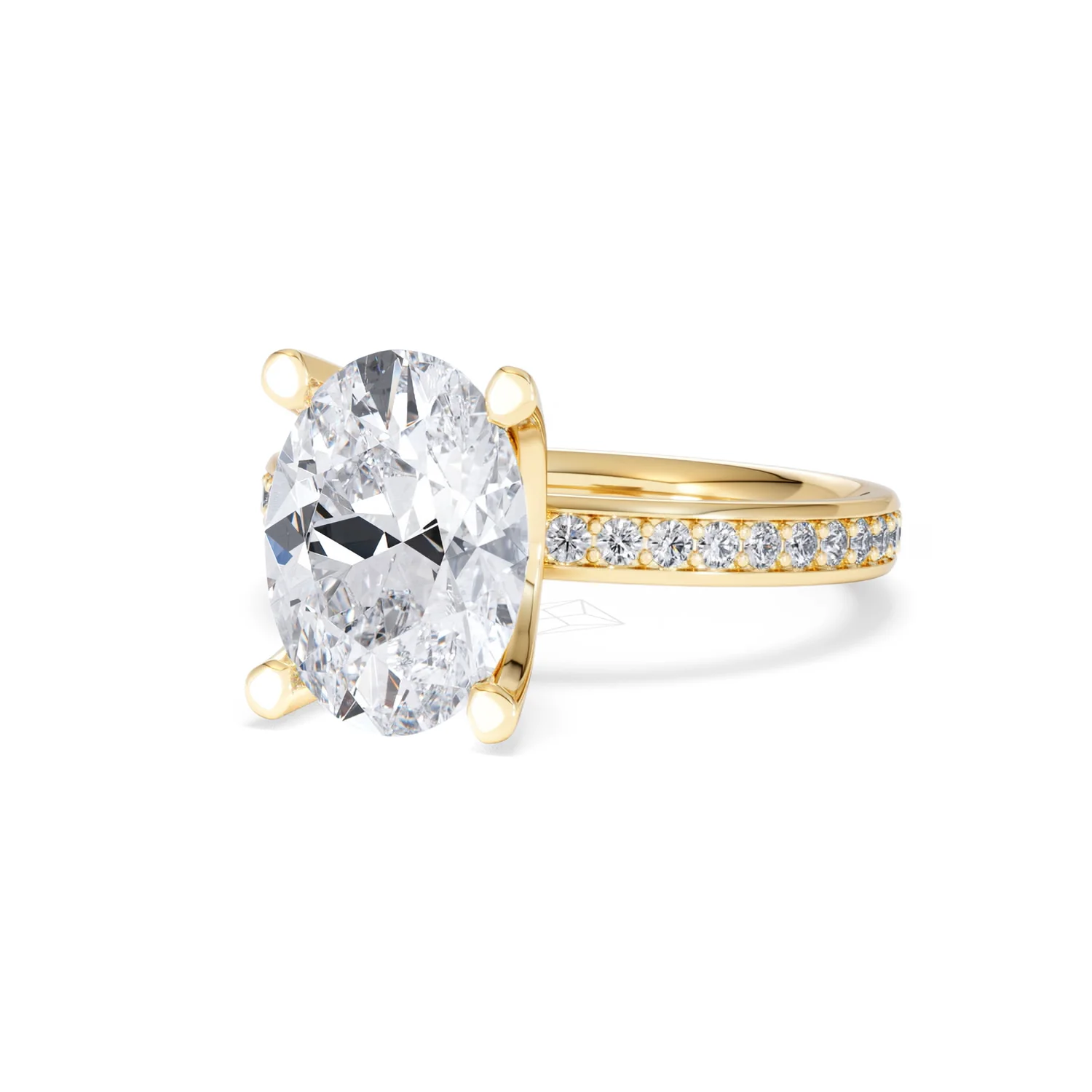 Origin 3.30ct Oval Cut Lab Diamond Solitaire Engagement Ring with Side Stones in 18K Yellow Gold - Image 82