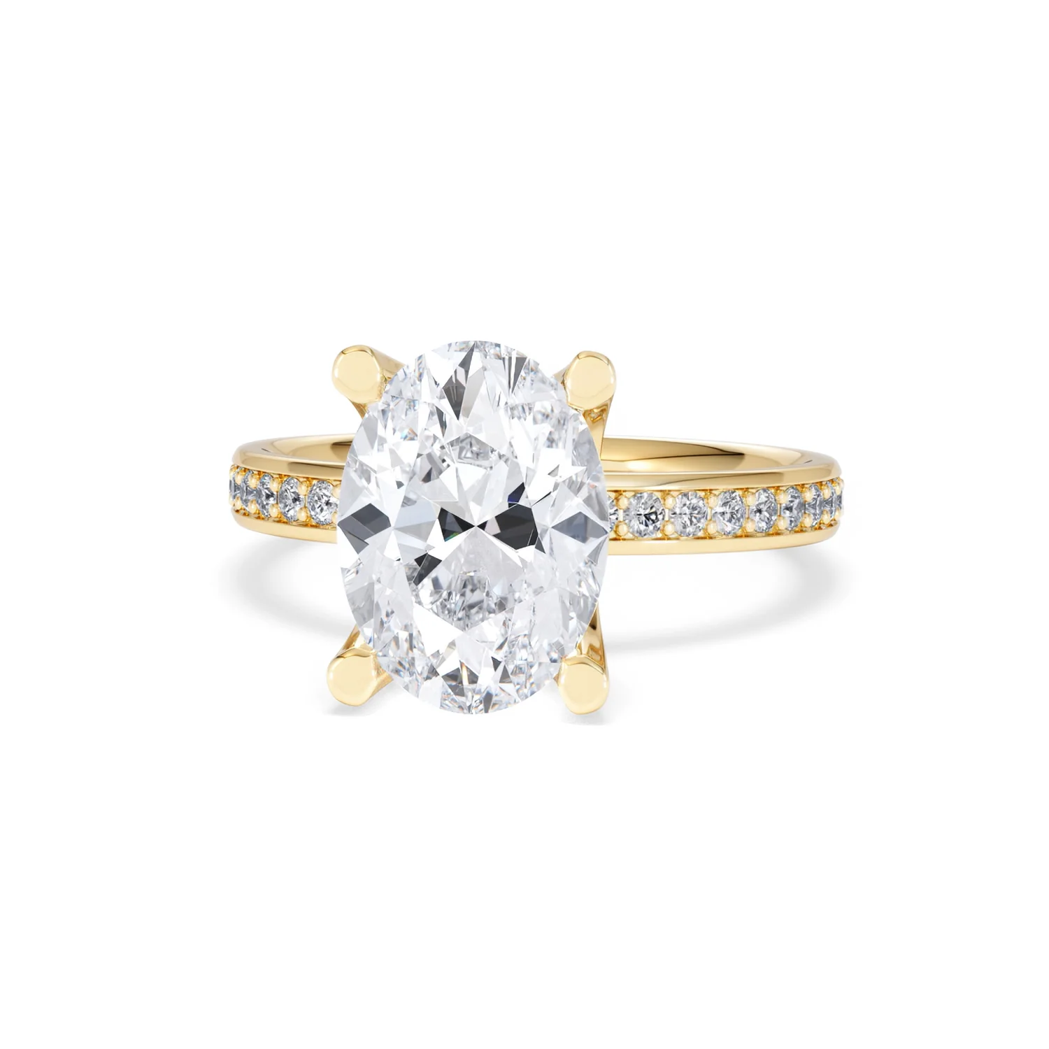 Origin 3.30ct Oval Cut Lab Diamond Solitaire Engagement Ring with Side Stones in 18K Yellow Gold - Image 85