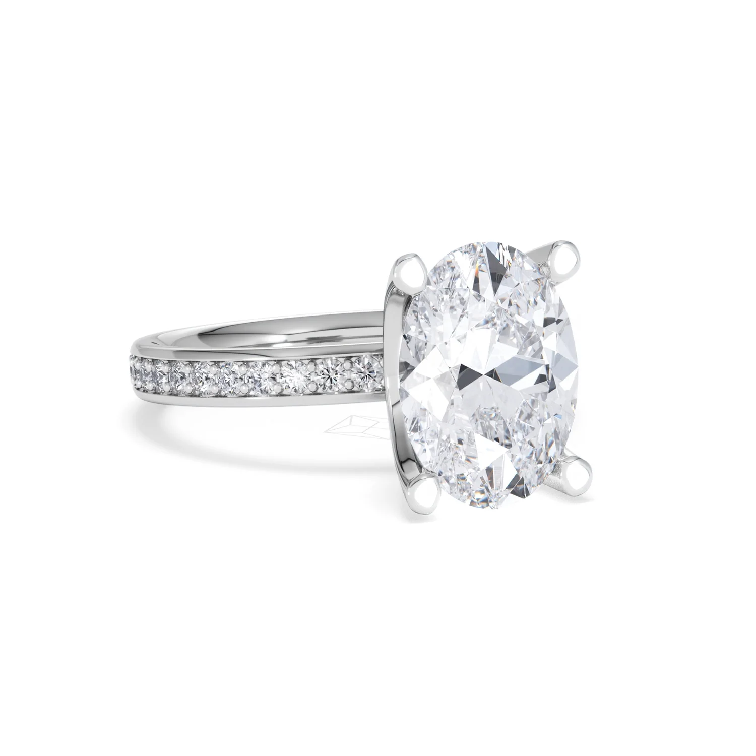 Origin 3.30ct Oval Cut Lab Diamond Solitaire Engagement Ring with Side Stones in Platinum - Image 12