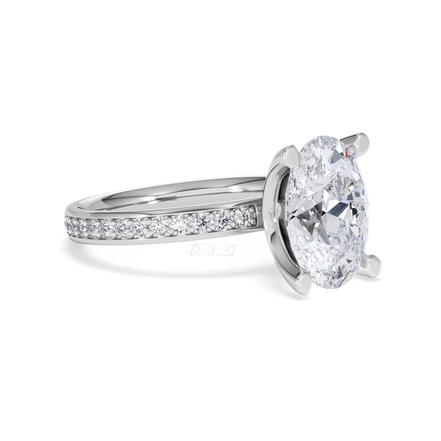 Origin 3.30ct Oval Cut Lab Diamond Solitaire Engagement Ring with Side Stones in Platinum - Image 16