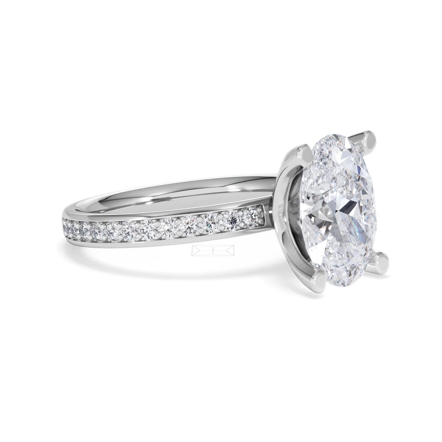 Origin 3.30ct Oval Cut Lab Diamond Solitaire Engagement Ring with Side Stones in Platinum - Image 17