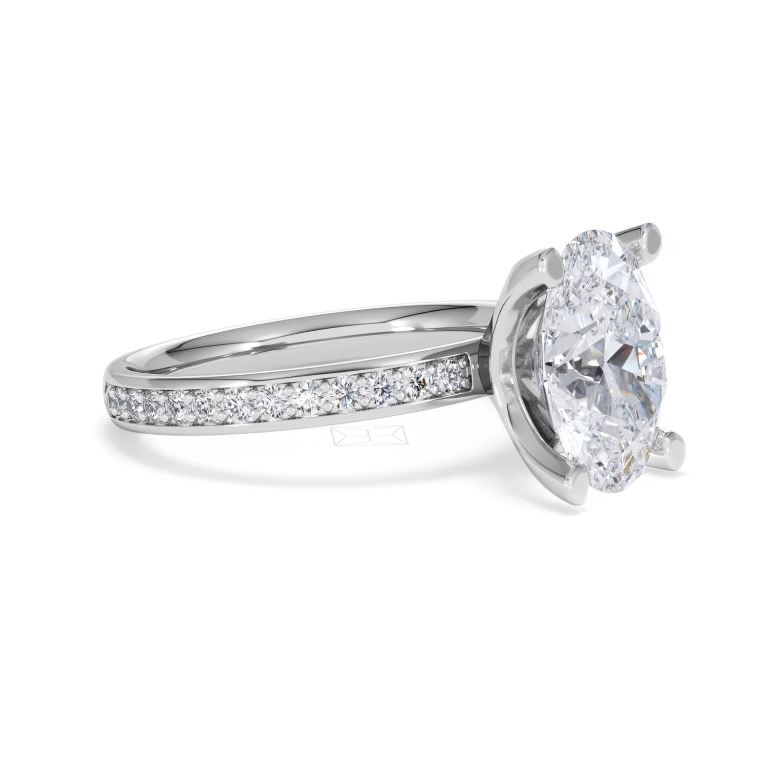 Origin 3.30ct Oval Cut Lab Diamond Solitaire Engagement Ring with Side Stones in Platinum - Image 18