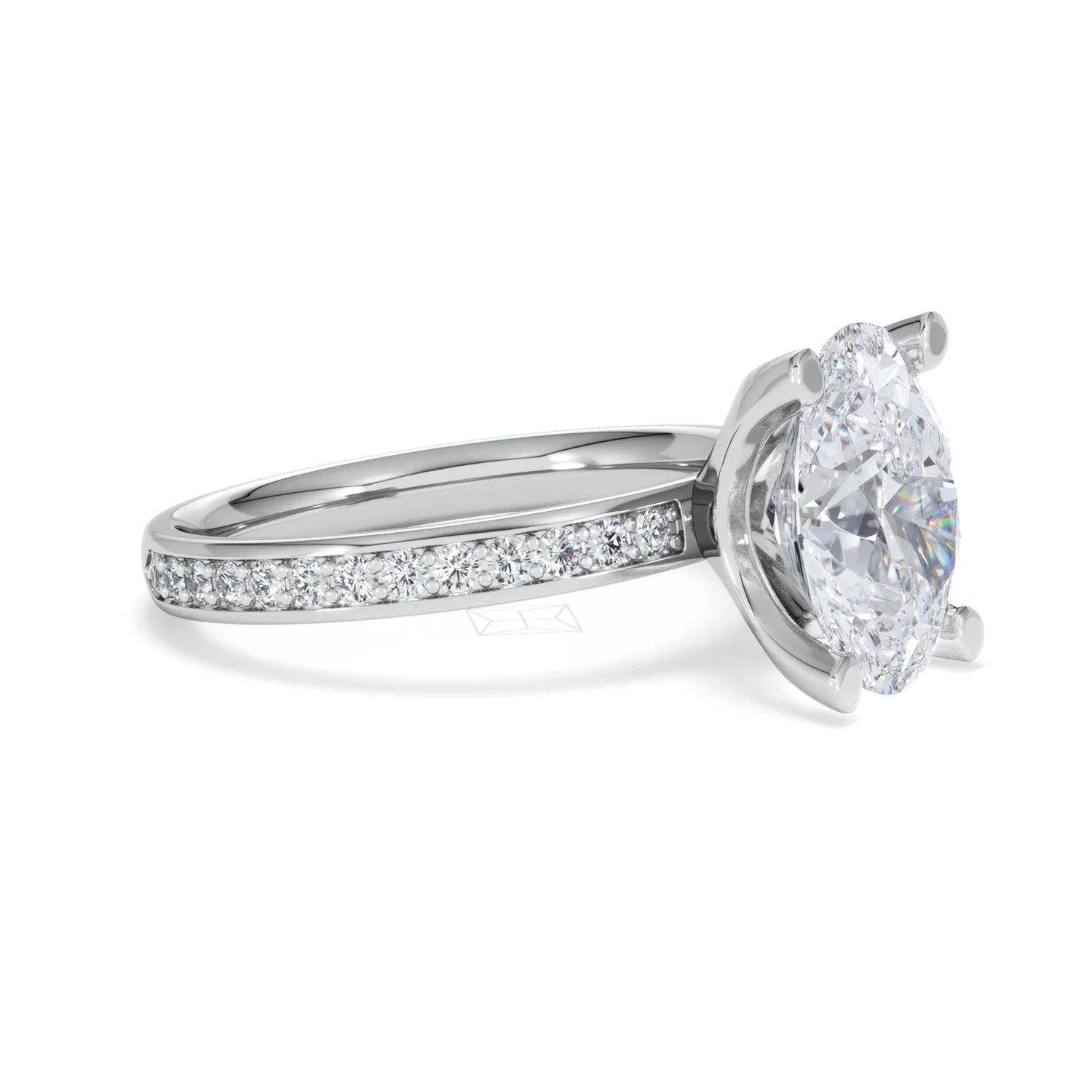 Origin 3.30ct Oval Cut Lab Diamond Solitaire Engagement Ring with Side Stones in Platinum - Image 19