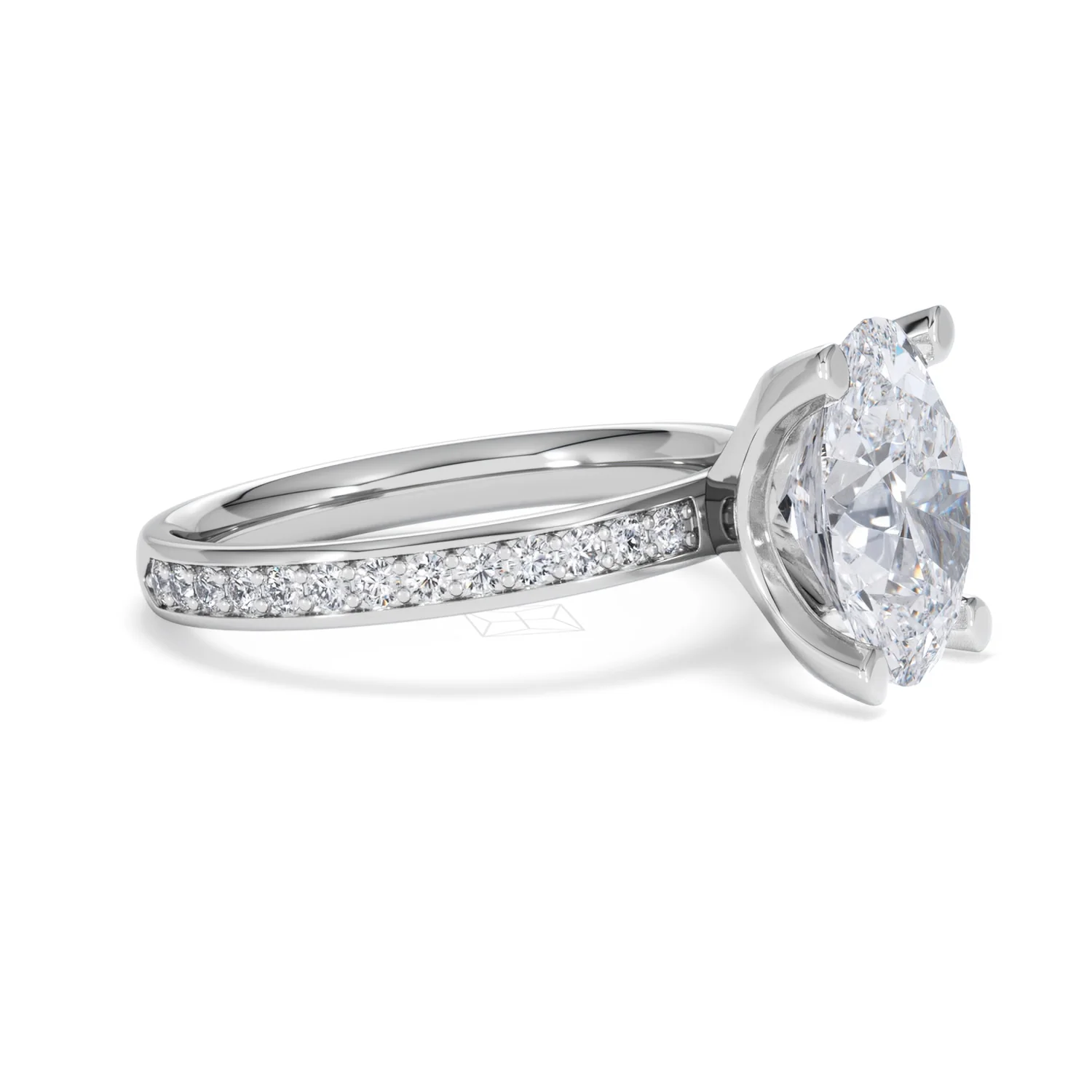 Origin 3.30ct Oval Cut Lab Diamond Solitaire Engagement Ring with Side Stones in Platinum - Image 20