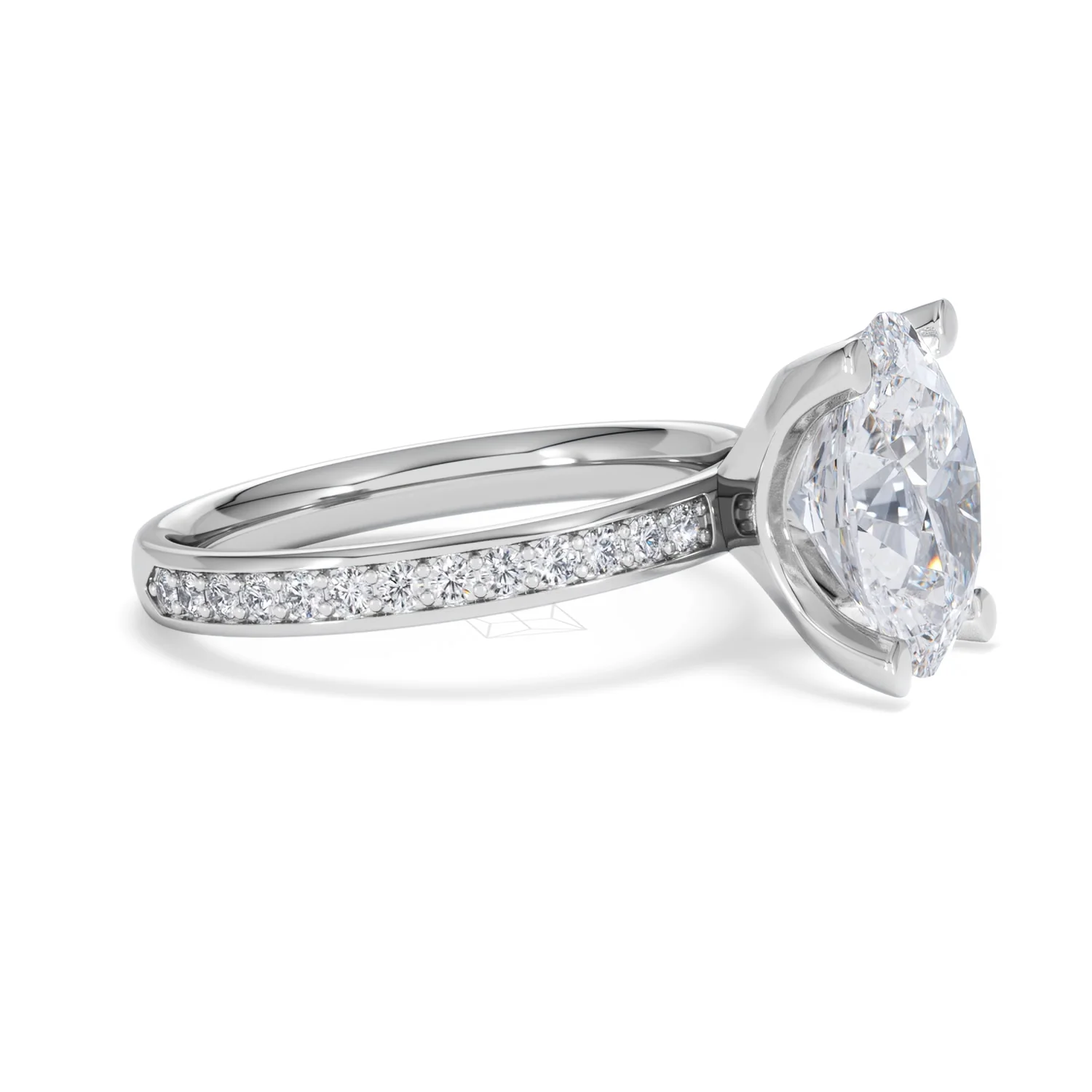 Origin 3.30ct Oval Cut Lab Diamond Solitaire Engagement Ring with Side Stones in Platinum - Image 21