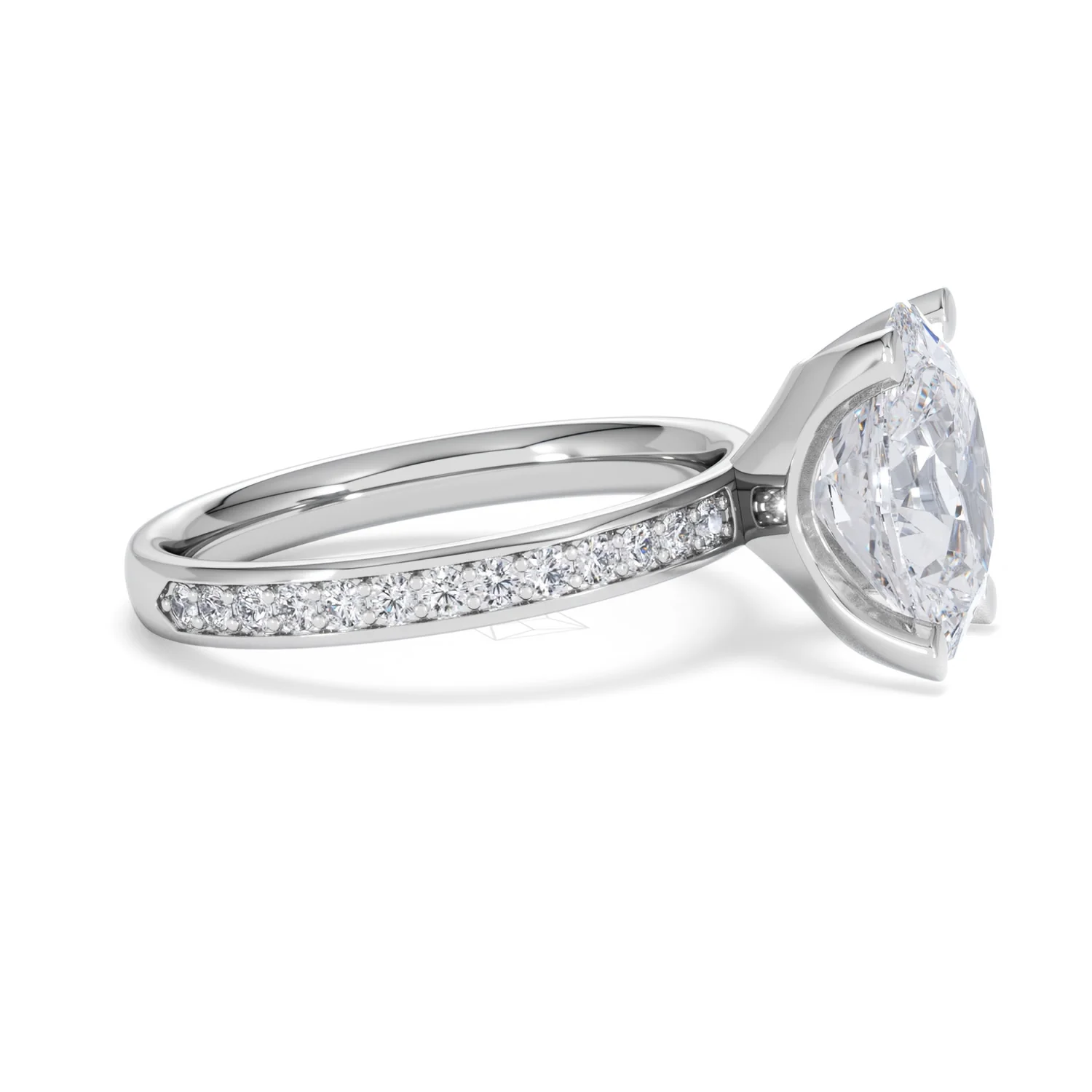 Origin 3.30ct Oval Cut Lab Diamond Solitaire Engagement Ring with Side Stones in Platinum - Image 23